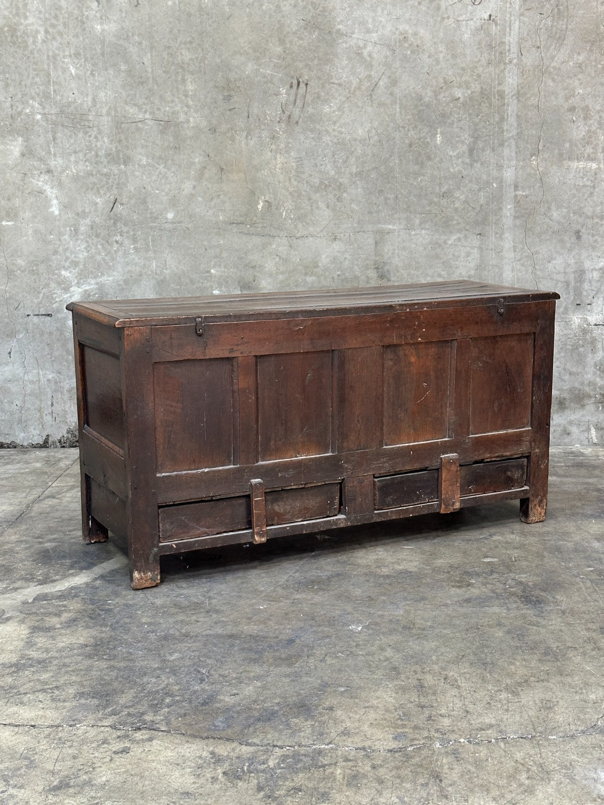 18th C English Oak Mule Chest George III Blanket Chest Paneled 54.5”