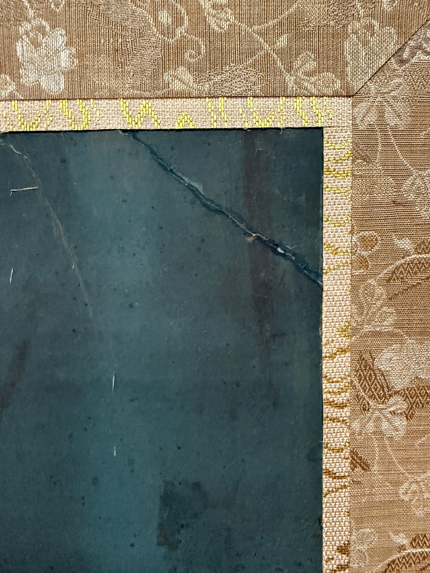 19th Century Japanese Meiji Period Four-Panel Folding Screen – Gilt Paper with Chrysanthemums, Morning Glories & Landscape, 67.5″H × 98″W