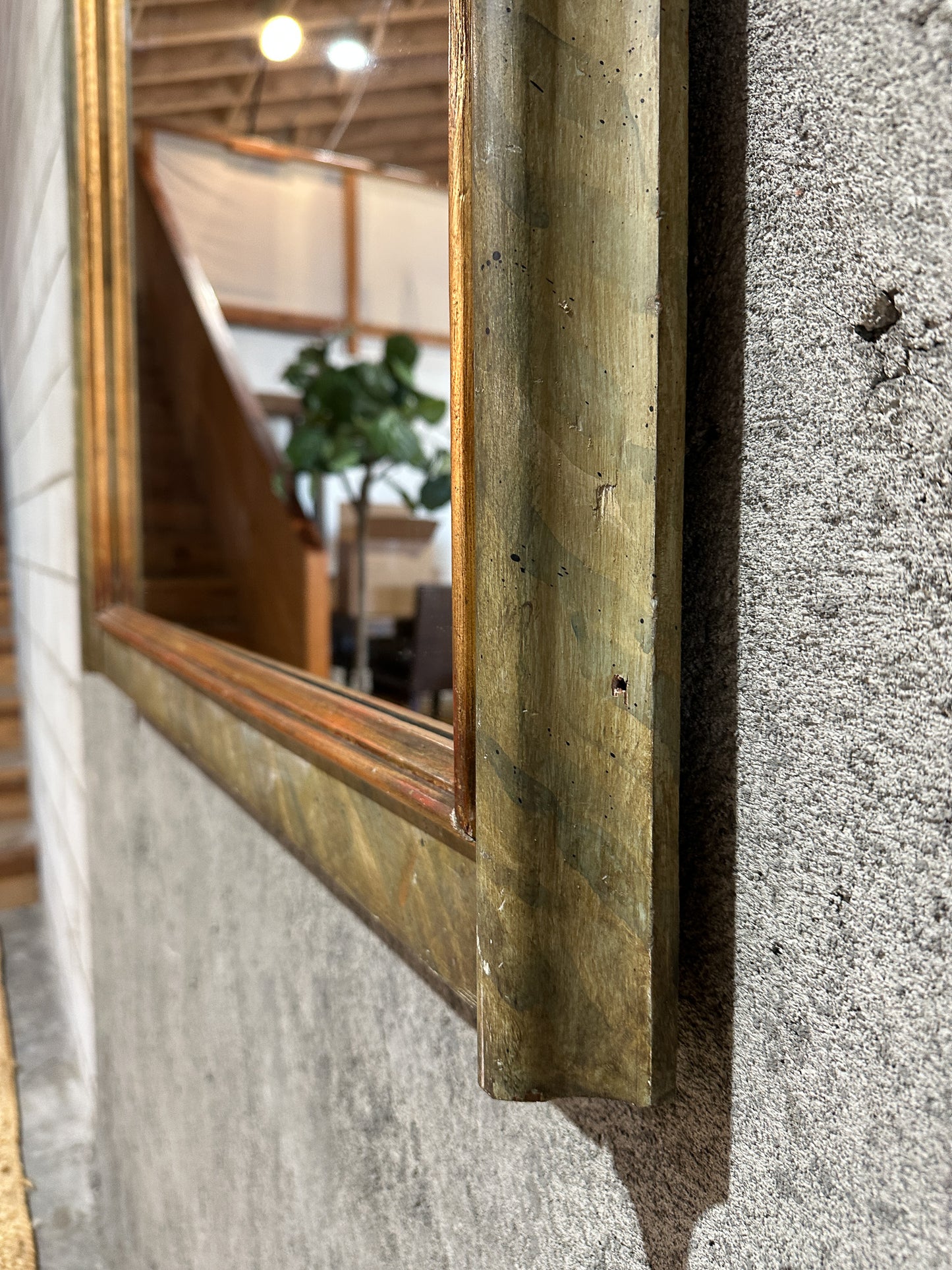 Antique Louis Philippe Mirror in Green and Gold