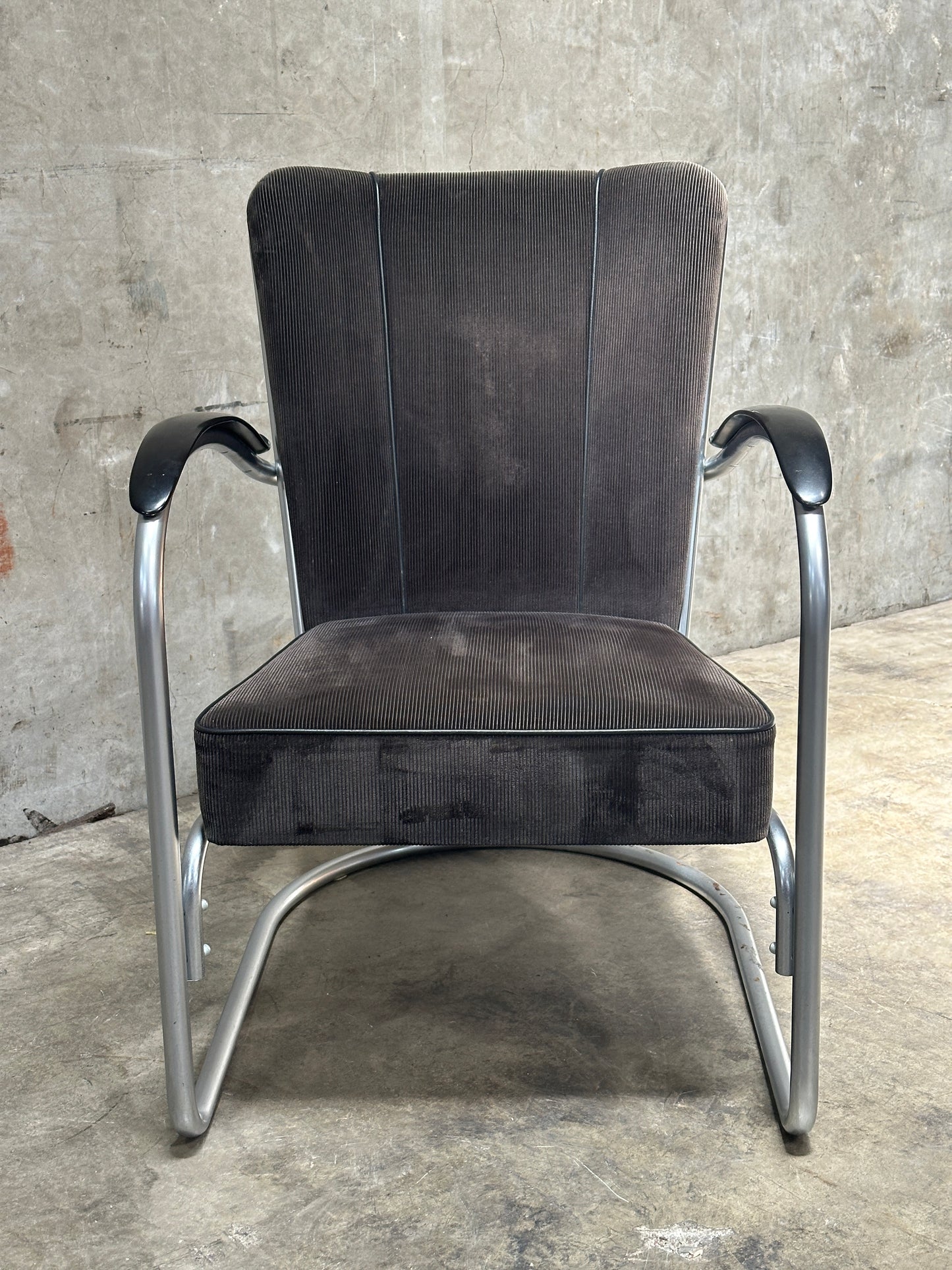 W.H. Gispen Model 412 Cantilever Armchair, Dutch Originals, Rust Velvet, Chrome