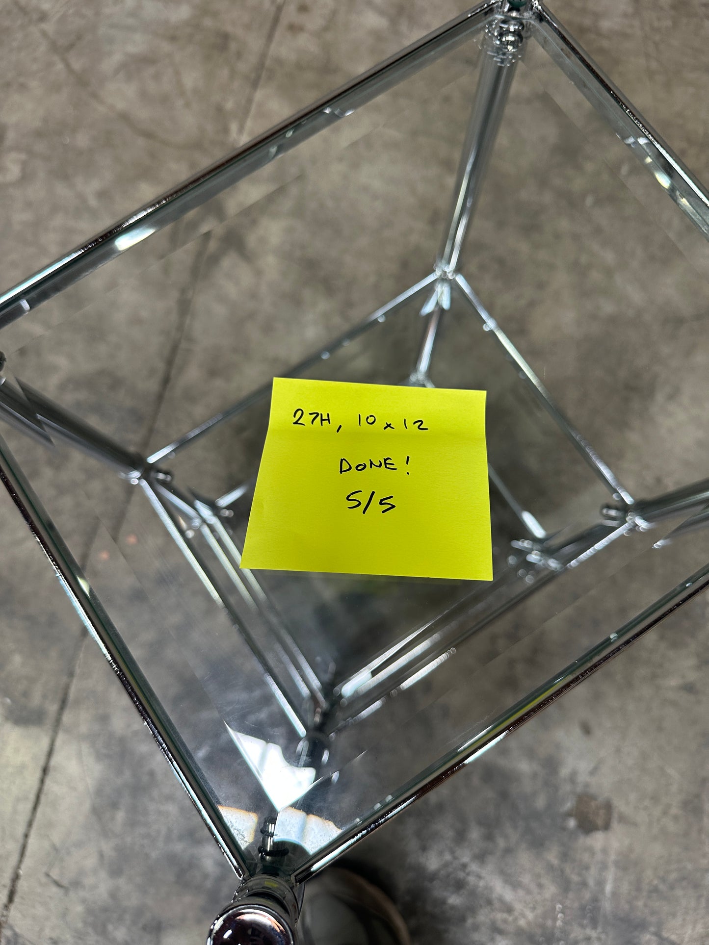 Waterworks Easton Side Table, Edwardian Nickel & Glass, Two-Tier, 27in