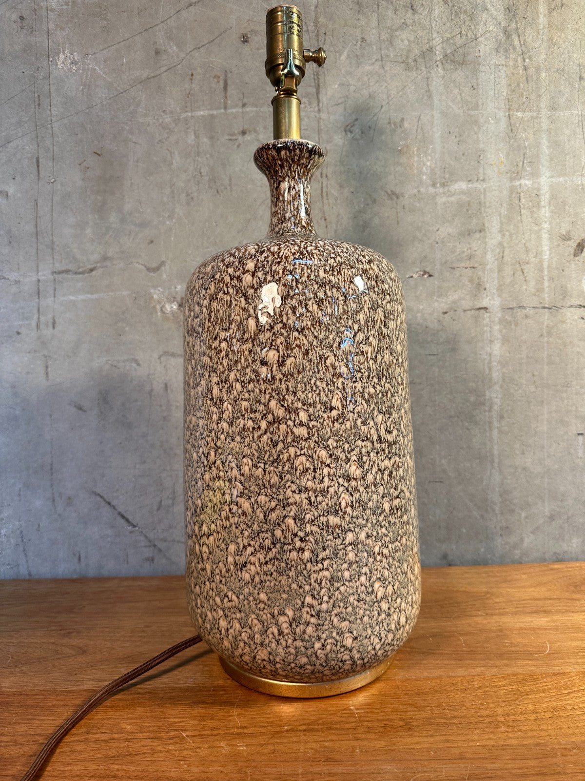 VISUAL COMFORT Speckle Drip Glaze Ceramic Bottle Lamp Modern Brass Accent