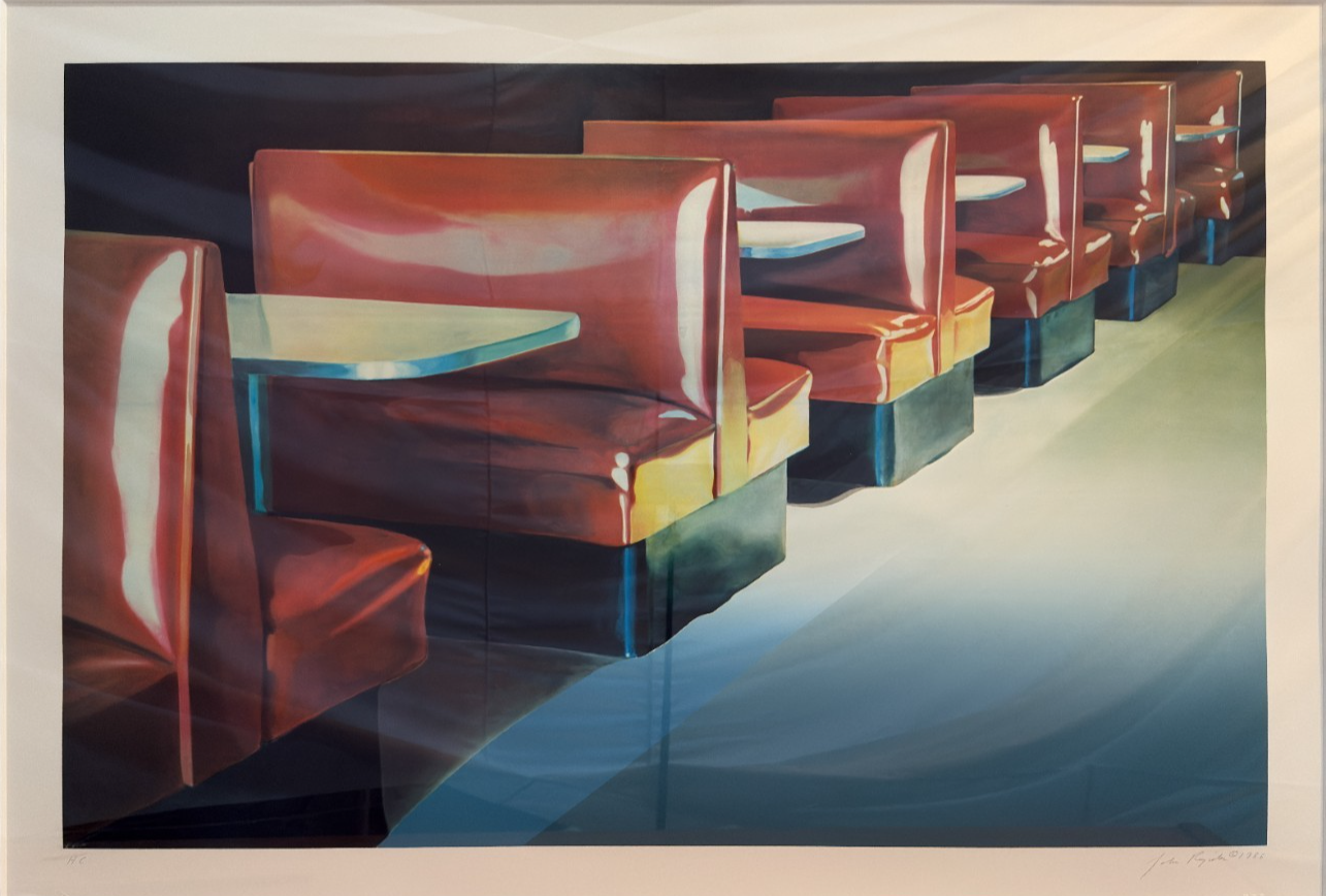 John Register (1939–1996) “Red Booths” 1986 Serigraph – HC of 85 – Signed Cert