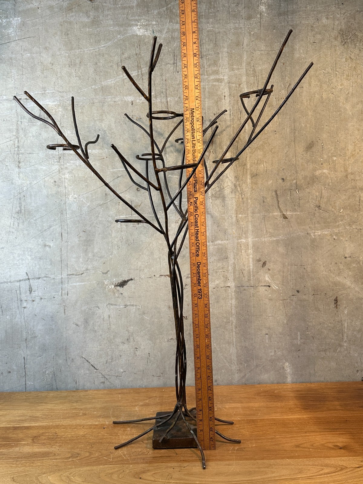Jan Barboglio Forged Iron Tree Floor Candelabra 7-Light Candle Holder Signed 47"