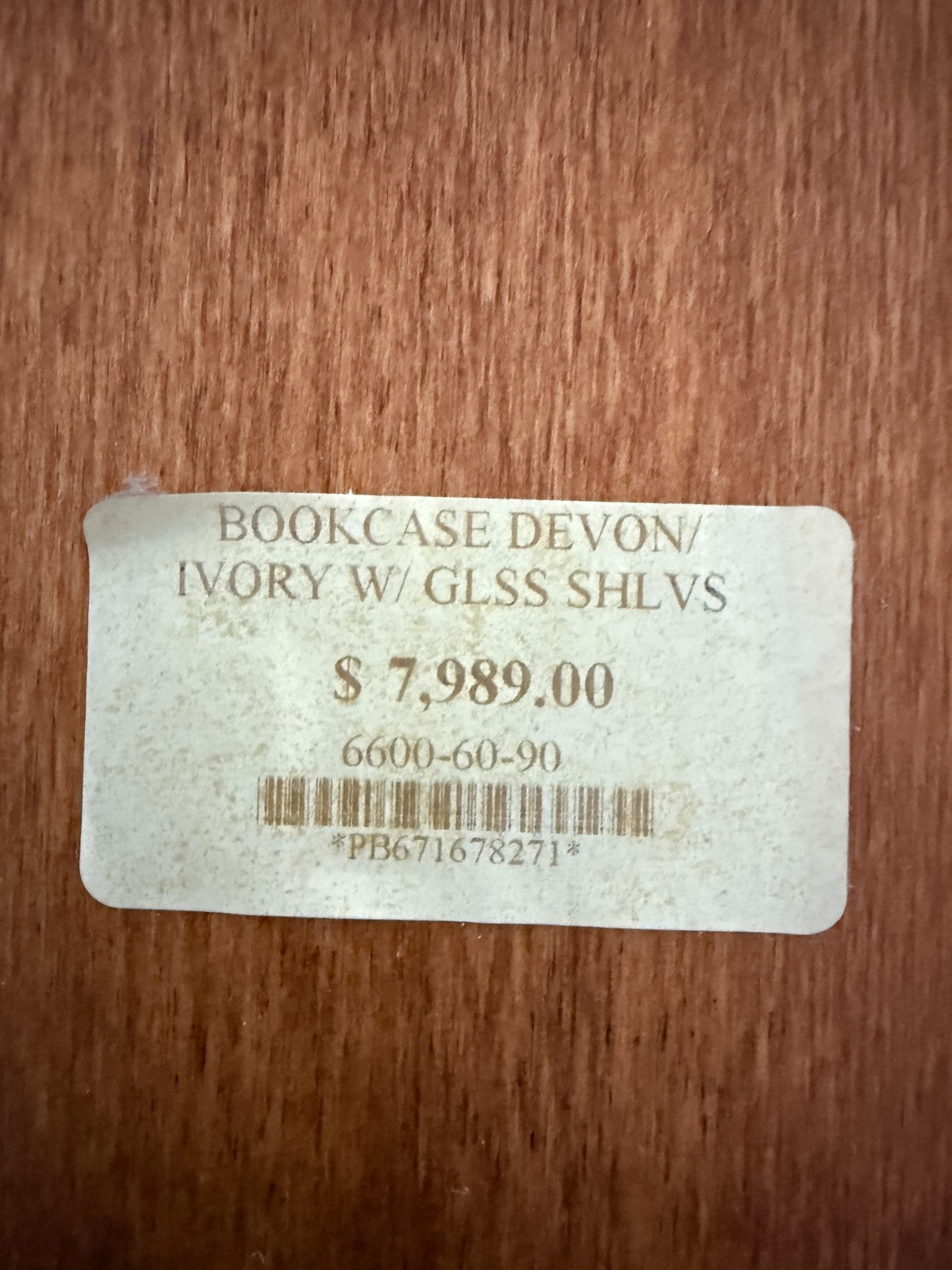 Henredon Devon Illuminated Bookcase Display Cabinet Ivory Backdrop Glass Shelves