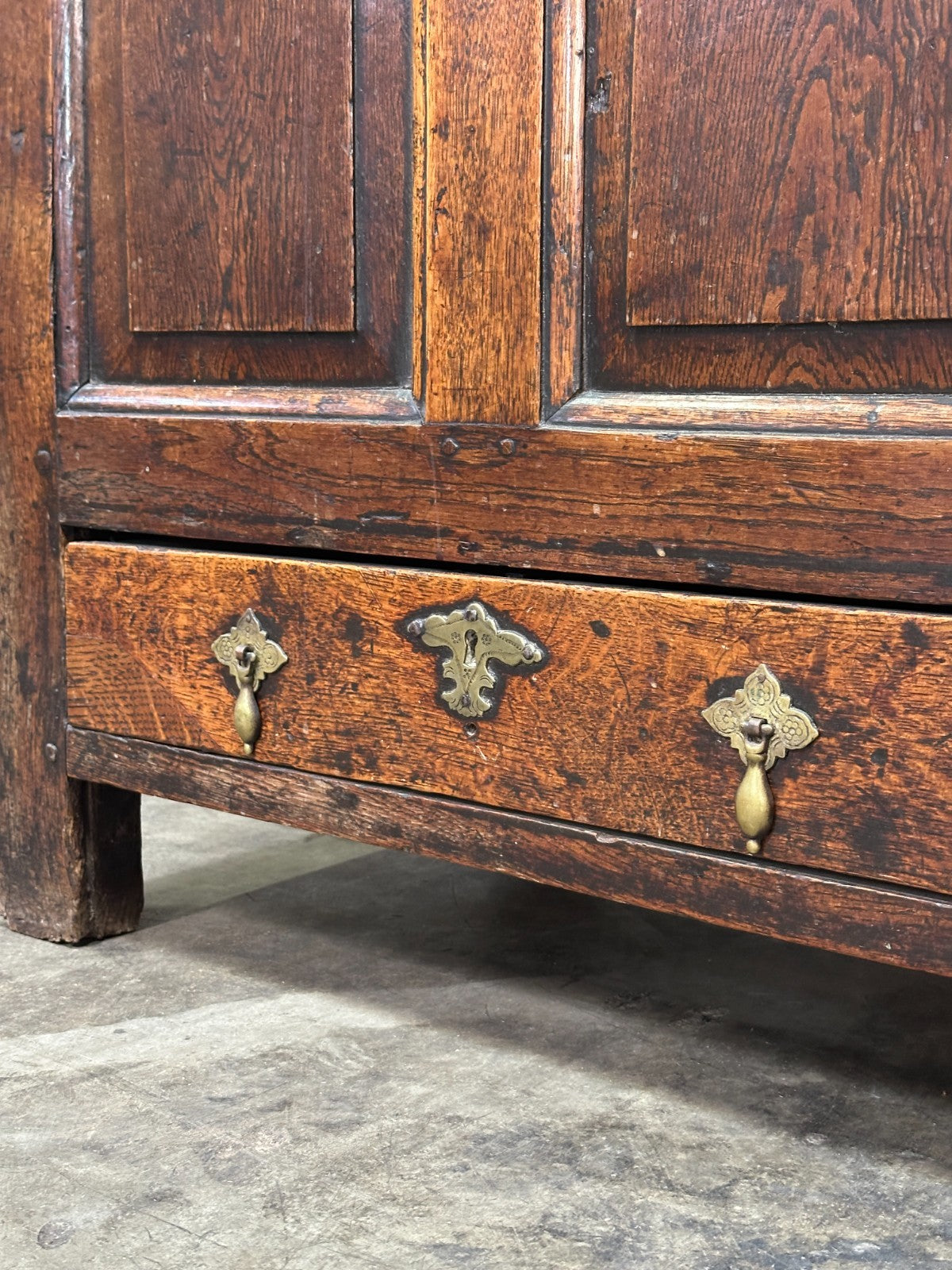 18th C English Oak Mule Chest George III Blanket Chest Paneled 54.5”