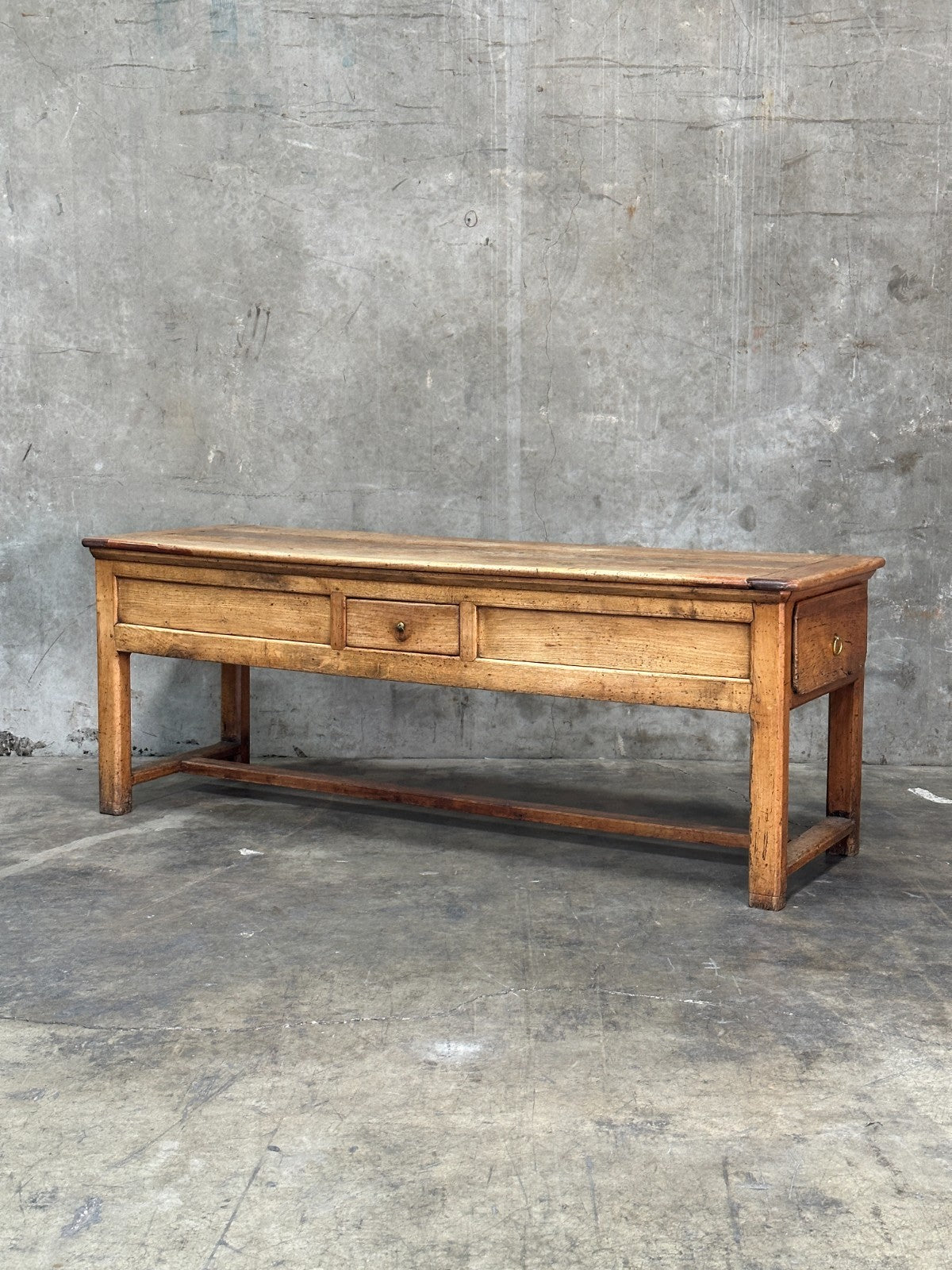 19th C French Draper’s Table Farmhouse Harvest Work Table 83”