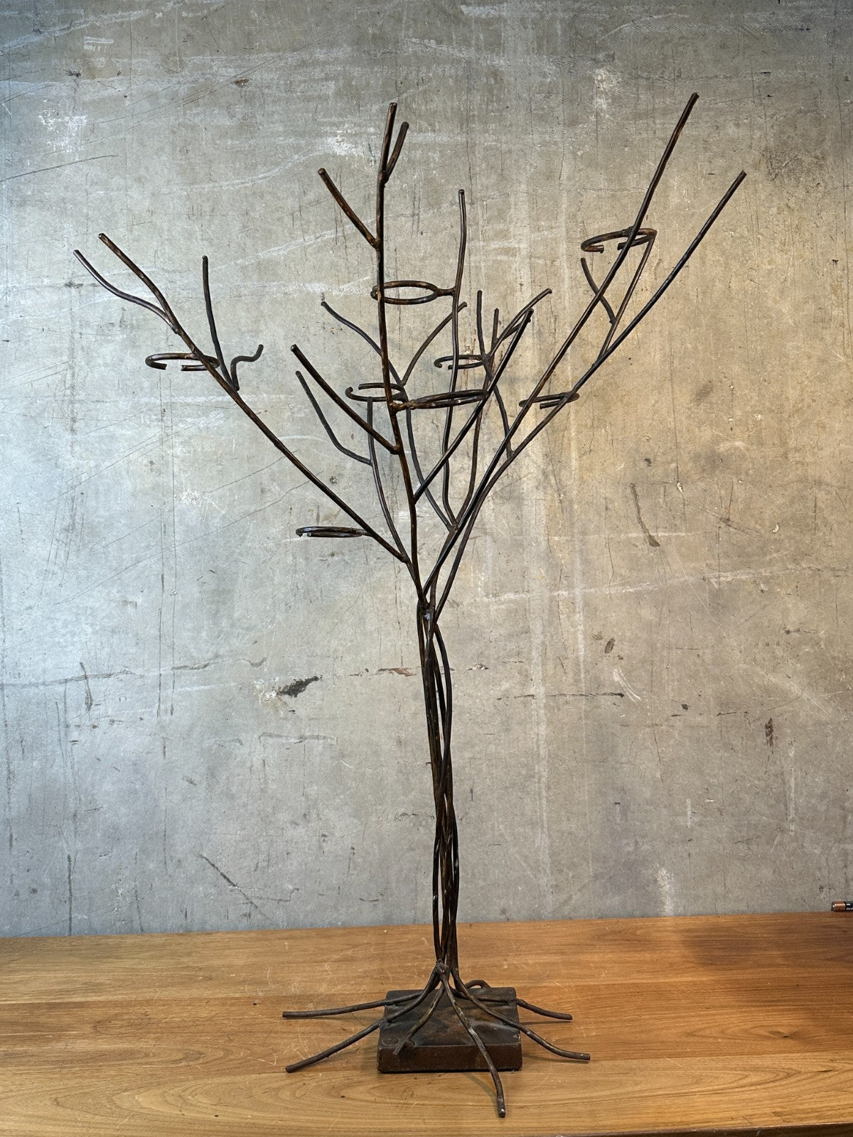 Jan Barboglio Forged Iron Tree Floor Candelabra 7-Light Candle Holder Signed 47"