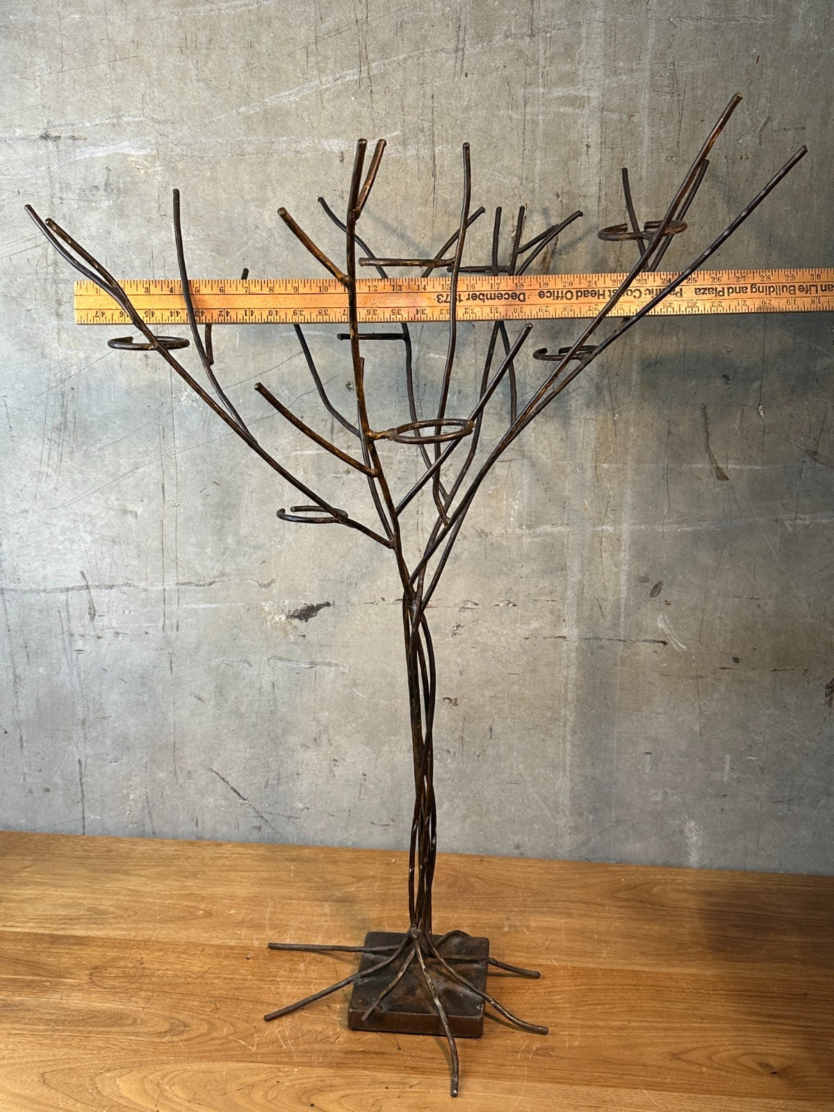 Jan Barboglio Forged Iron Tree Floor Candelabra 7-Light Candle Holder Signed 47"