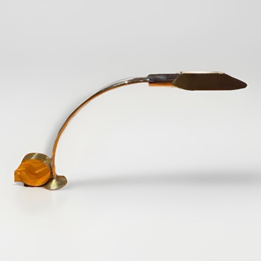 Cedric Hartman Brass & Chrome Desk Lamp, Adjustable Modernist Design, 1970s