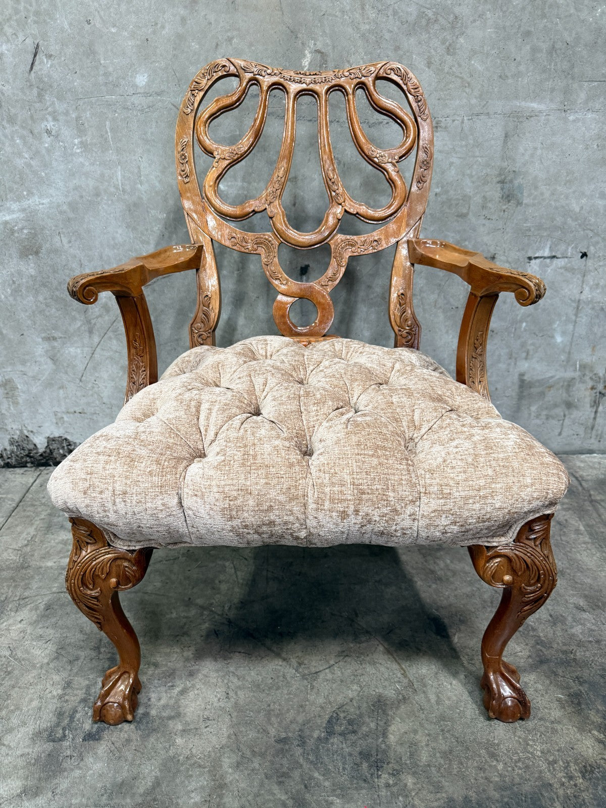 Exquisite Antique Late Victorian Rococo Revival Carved Walnut Armchairs - Pair