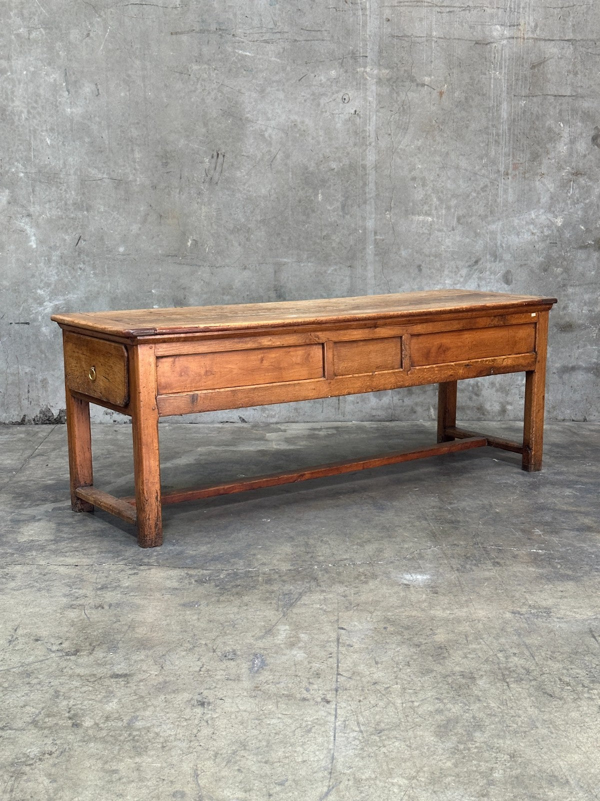 19th C French Draper’s Table Farmhouse Harvest Work Table 83”