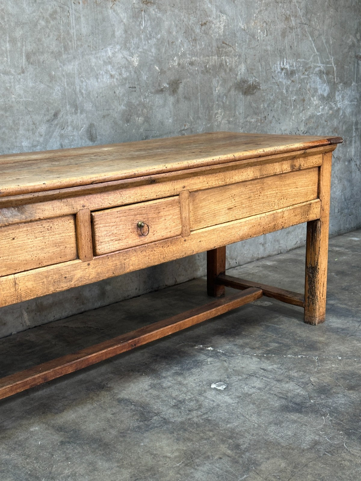 19th C French Draper’s Table Farmhouse Harvest Work Table 83”