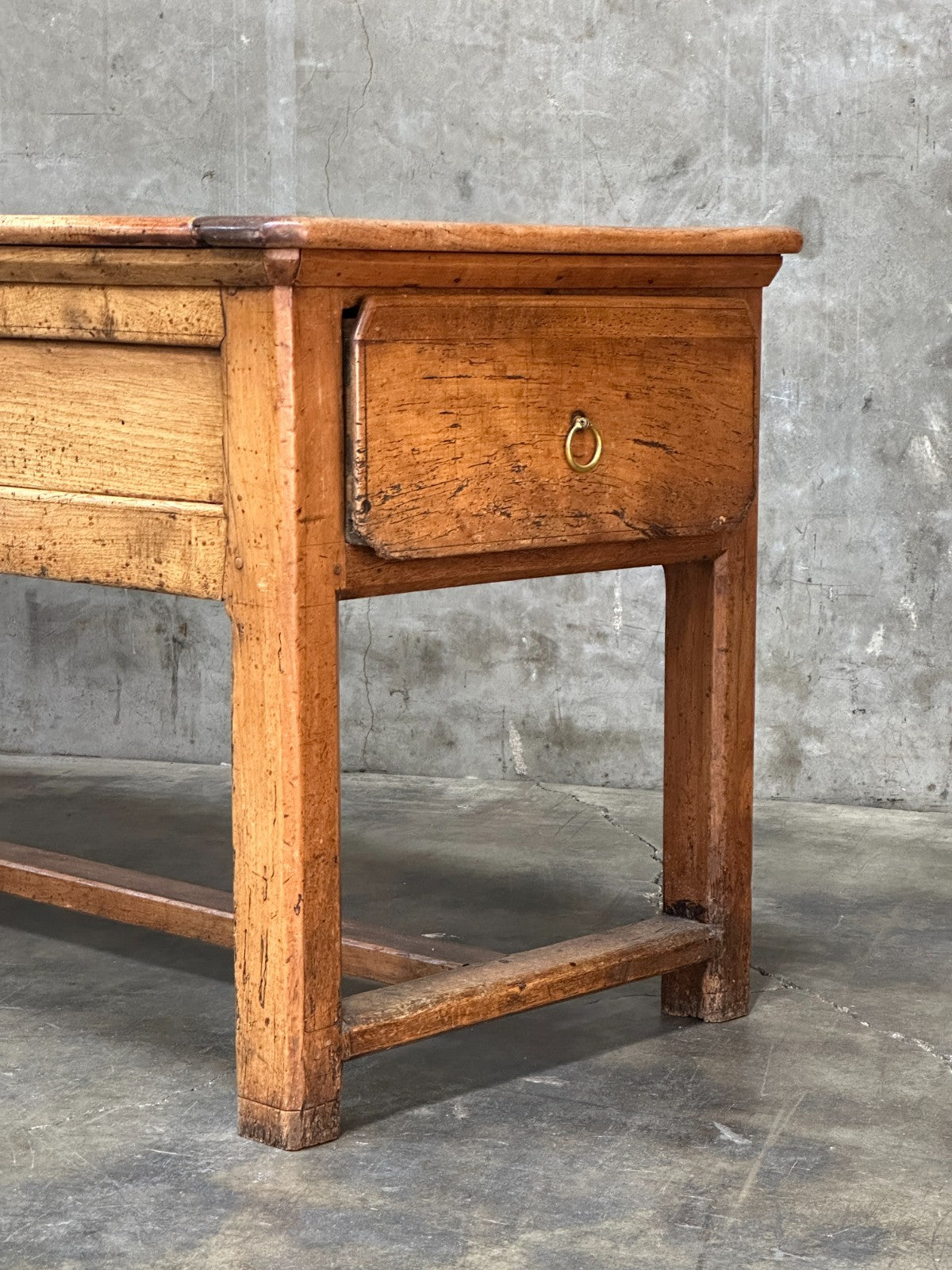 19th C French Draper’s Table Farmhouse Harvest Work Table 83”