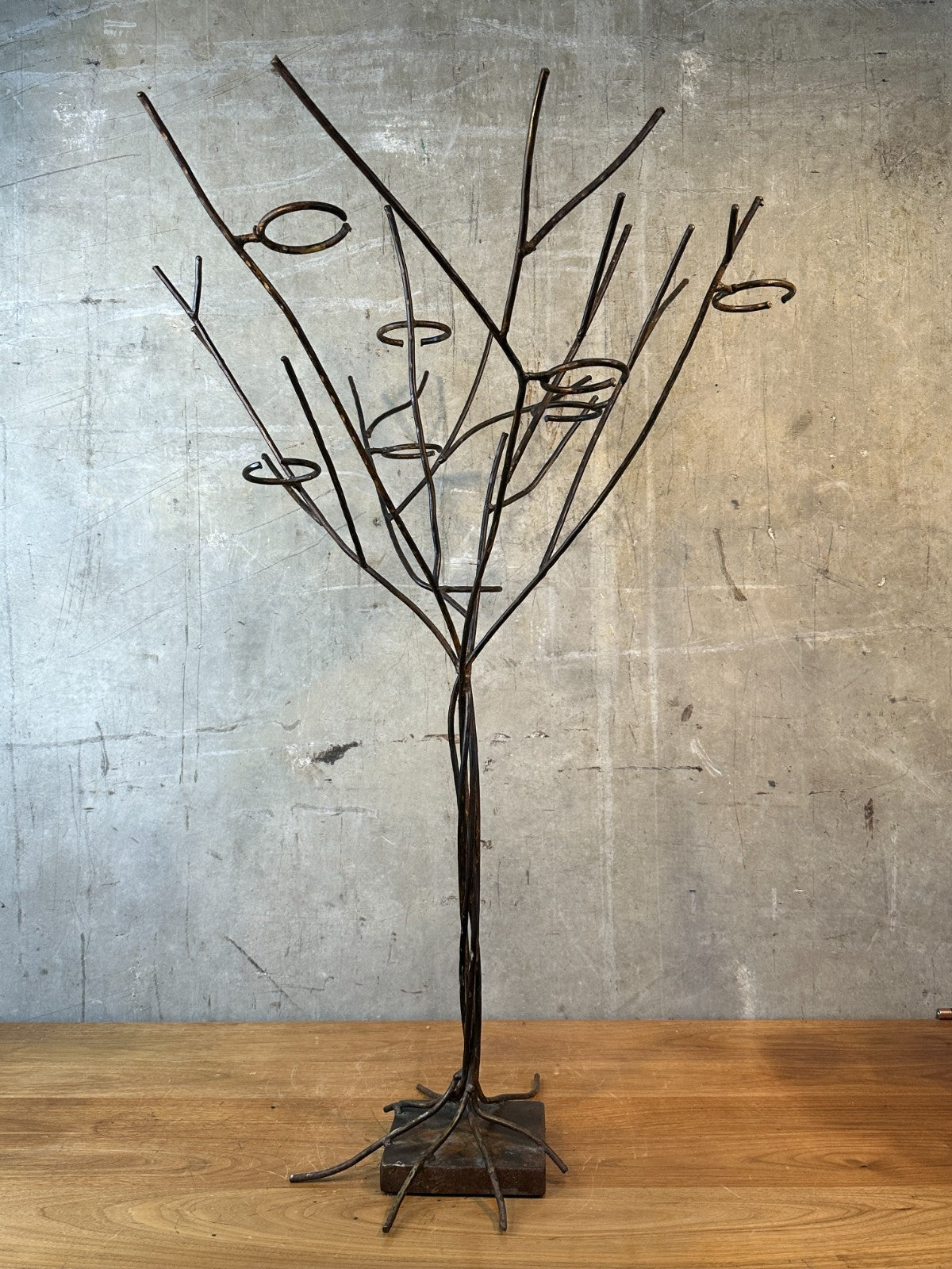Jan Barboglio Forged Iron Tree Floor Candelabra 7-Light Candle Holder Signed 47"