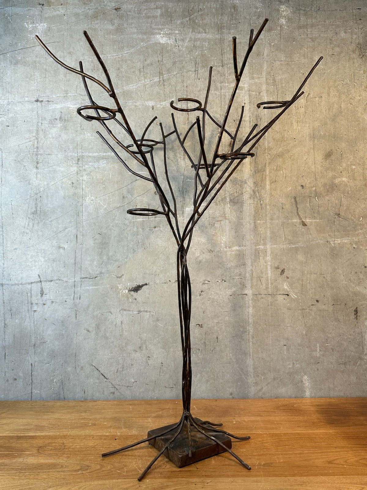 Jan Barboglio Forged Iron Tree Floor Candelabra 7-Light Candle Holder Signed 47"