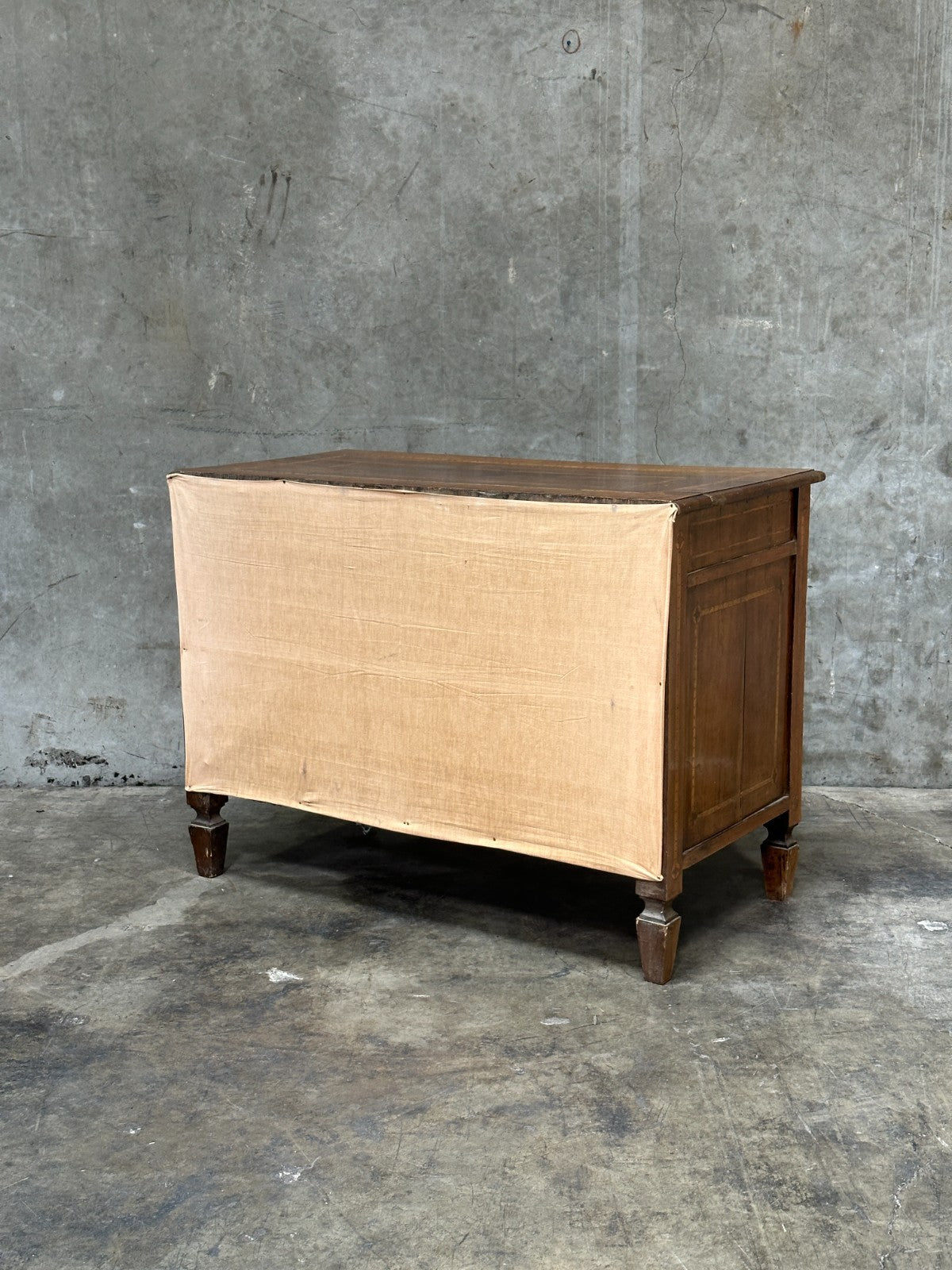 19th Century Italian Neoclassical Walnut Commode Inlay 3 Drawer Chest
