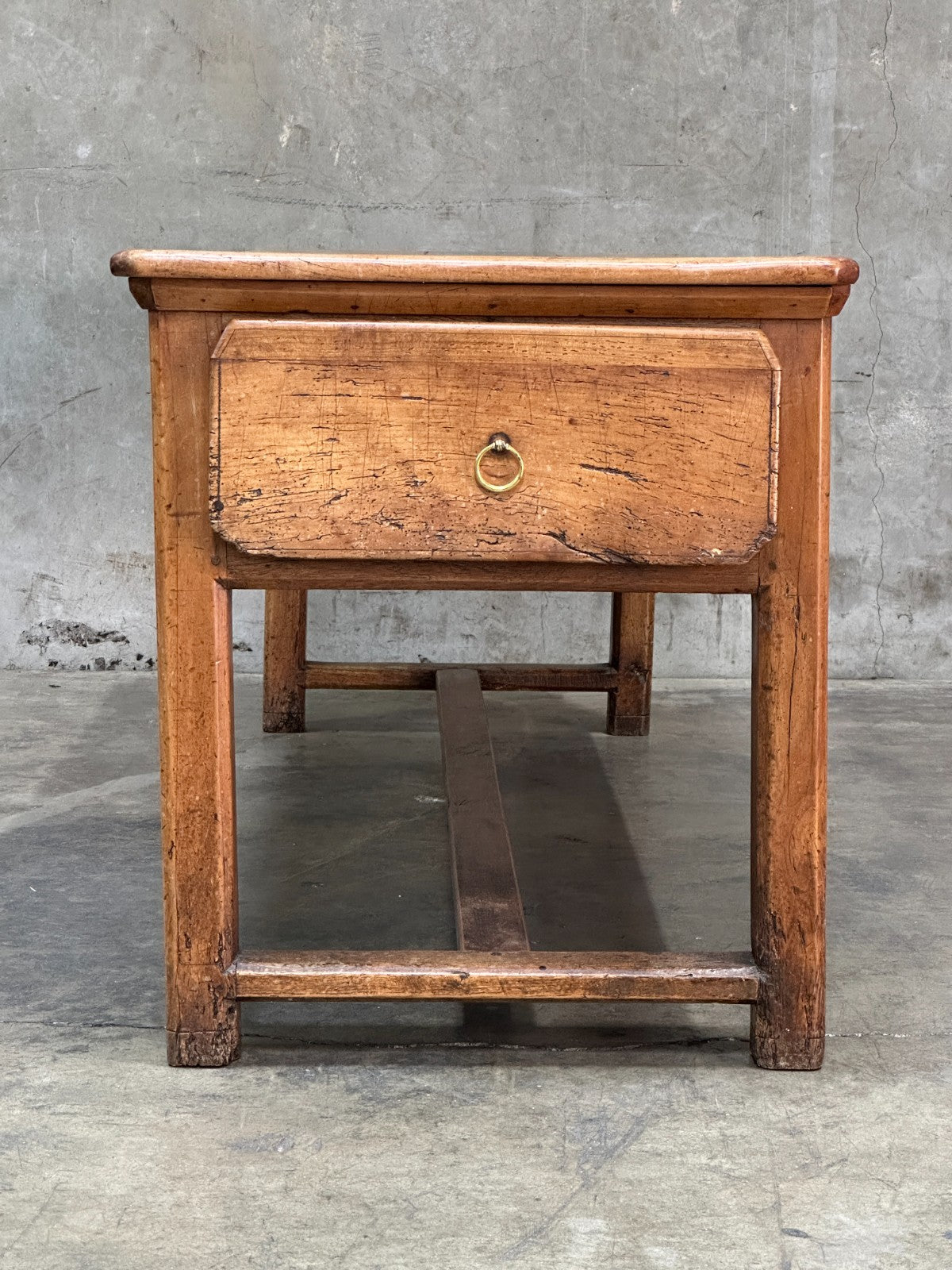 19th C French Draper’s Table Farmhouse Harvest Work Table 83”