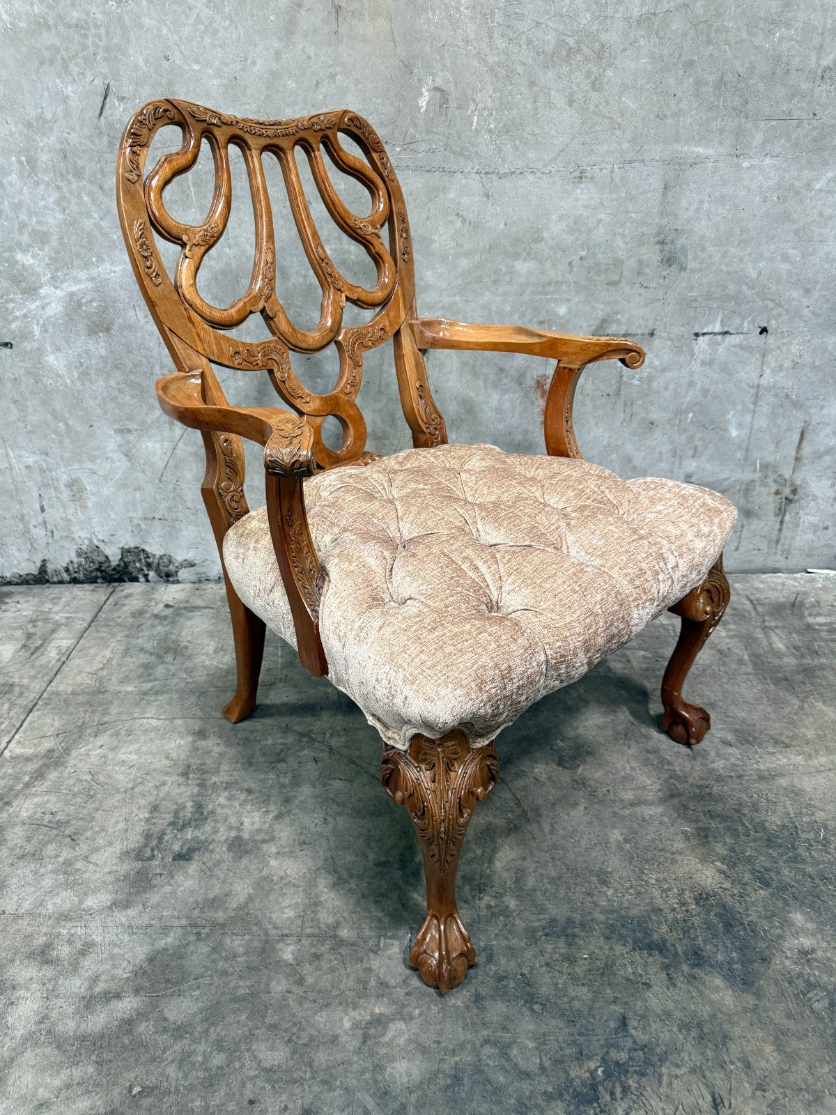 Exquisite Antique Late Victorian Rococo Revival Carved Walnut Armchairs - Pair