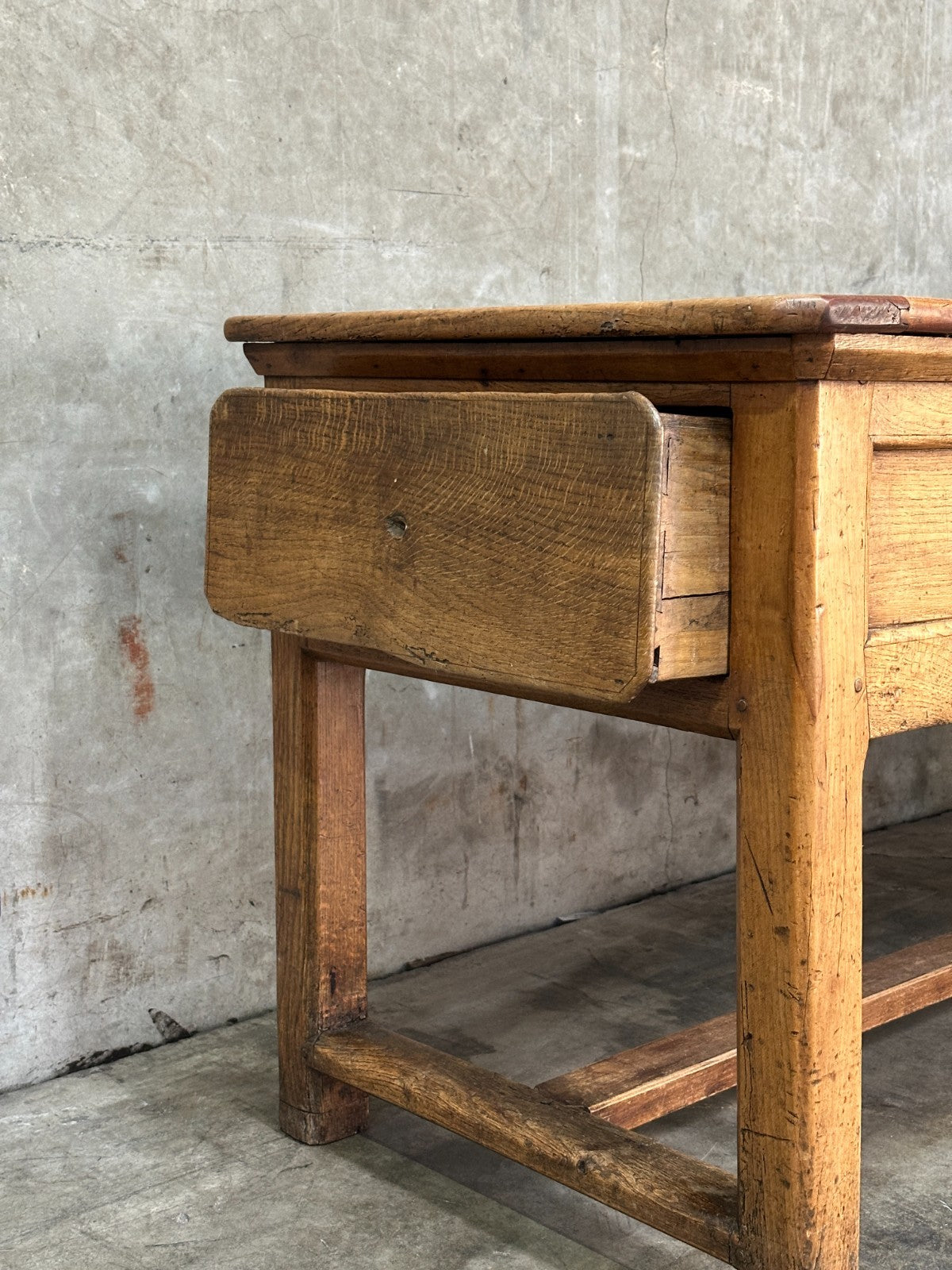 19th C French Draper’s Table Farmhouse Harvest Work Table 83”