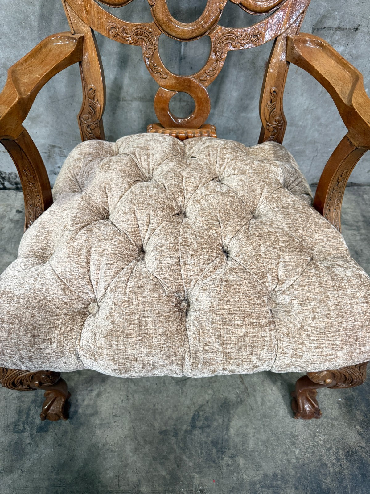 Exquisite Antique Late Victorian Rococo Revival Carved Walnut Armchairs - Pair
