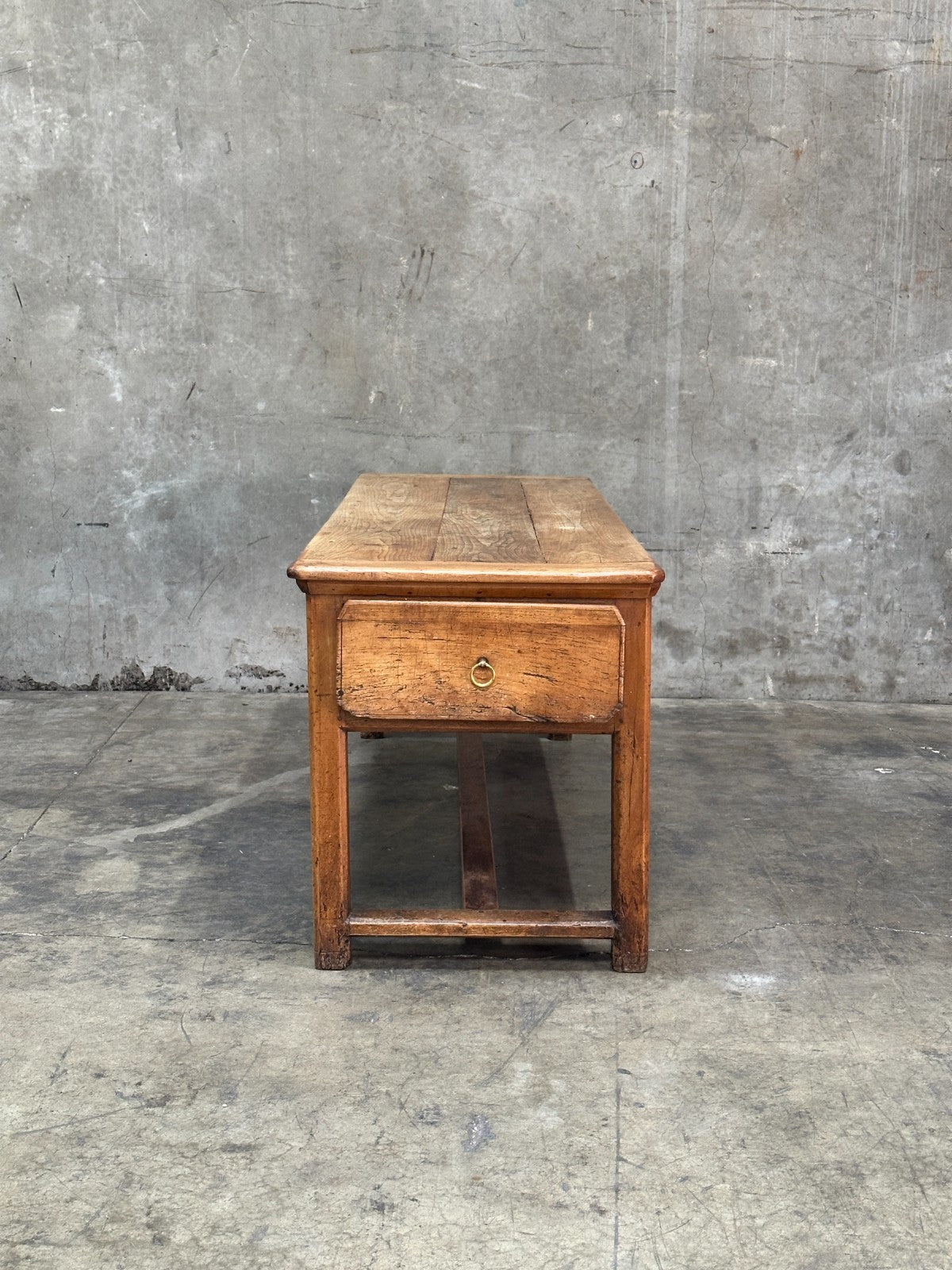 19th C French Draper’s Table Farmhouse Harvest Work Table 83”