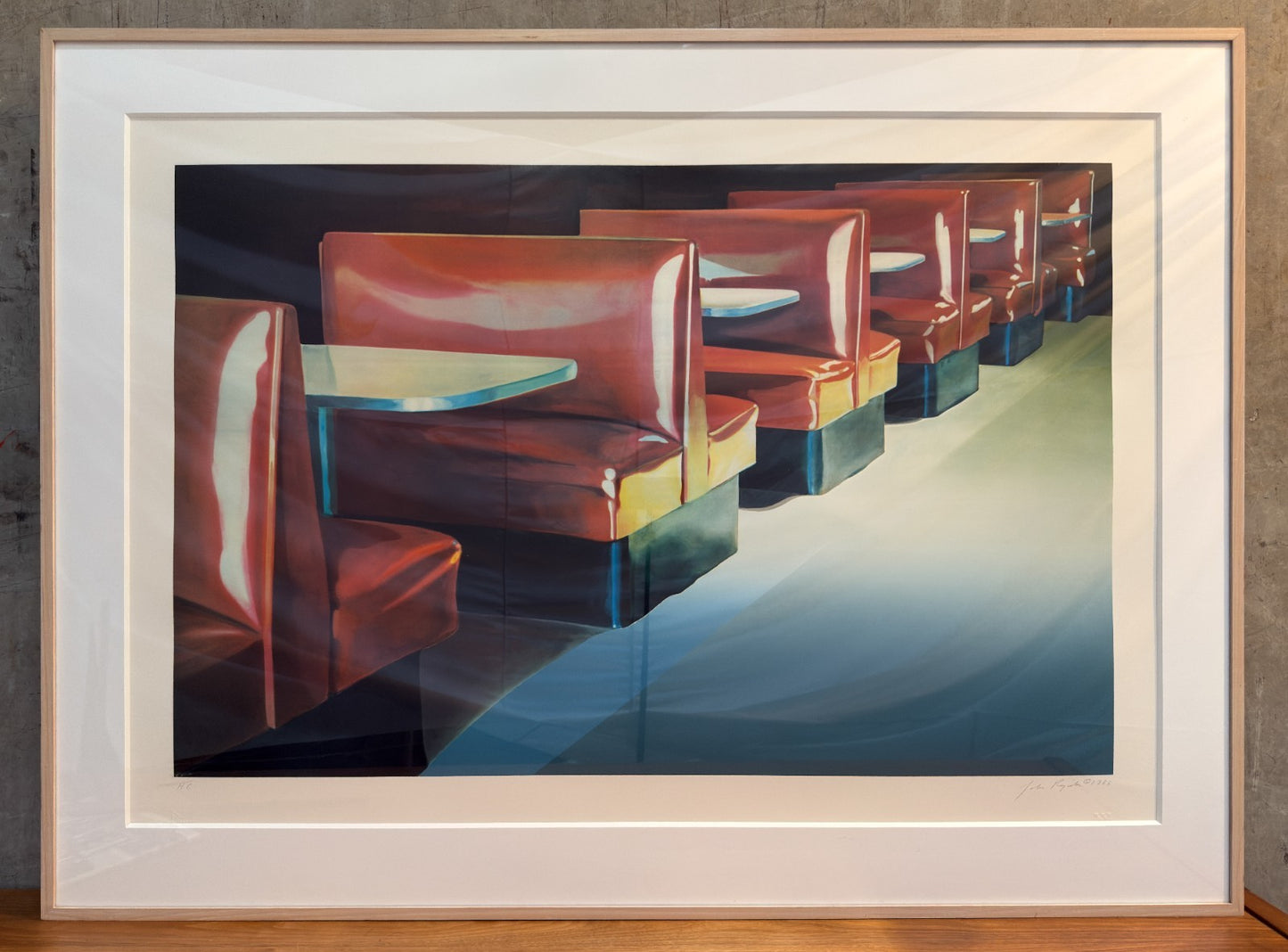 John Register (1939–1996) “Red Booths” 1986 Serigraph – HC of 85 – Signed Cert
