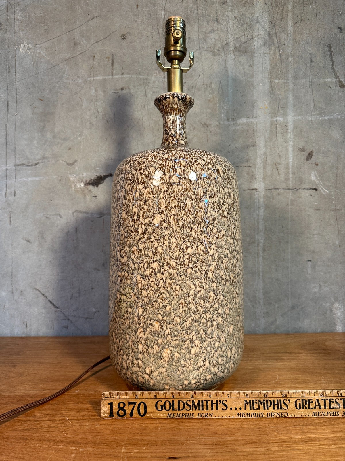 VISUAL COMFORT Speckle Drip Glaze Ceramic Bottle Lamp Modern Brass Accent