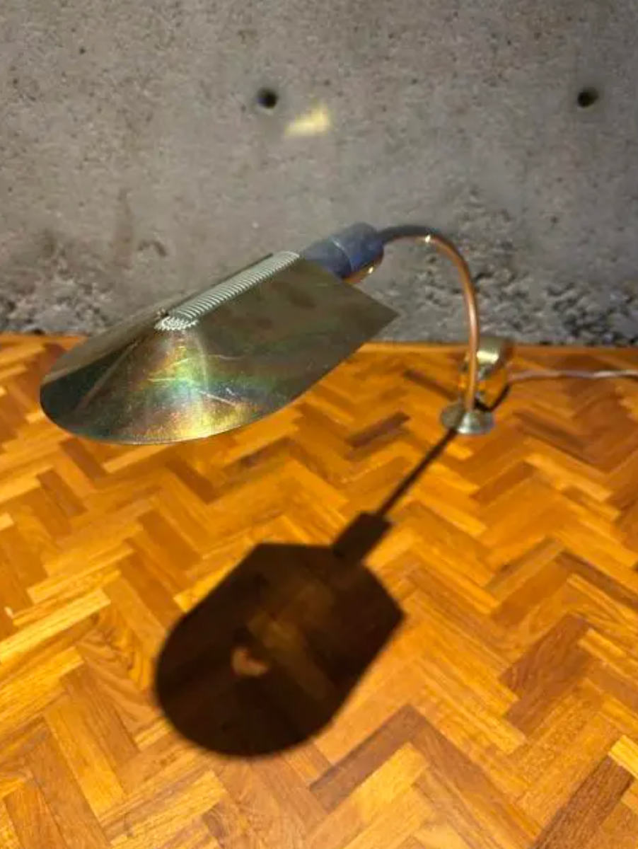 Cedric Hartman Brass & Chrome Desk Lamp, Adjustable Modernist Design, 1970s