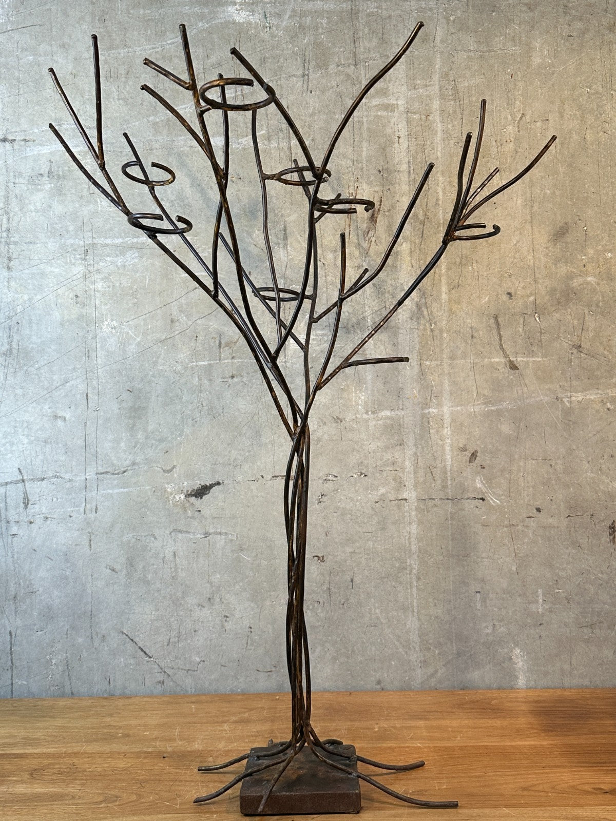 Jan Barboglio Forged Iron Tree Floor Candelabra 7-Light Candle Holder Signed 47"