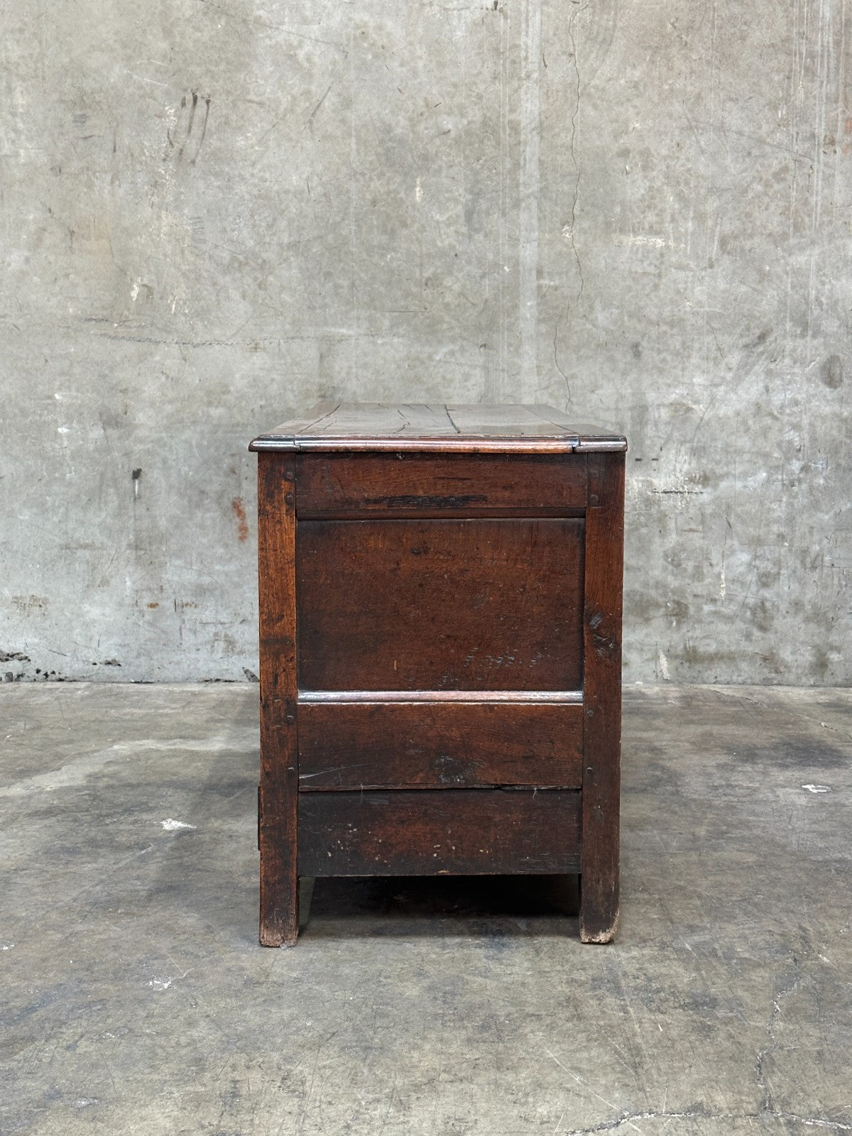 18th C English Oak Mule Chest George III Blanket Chest Paneled 54.5”