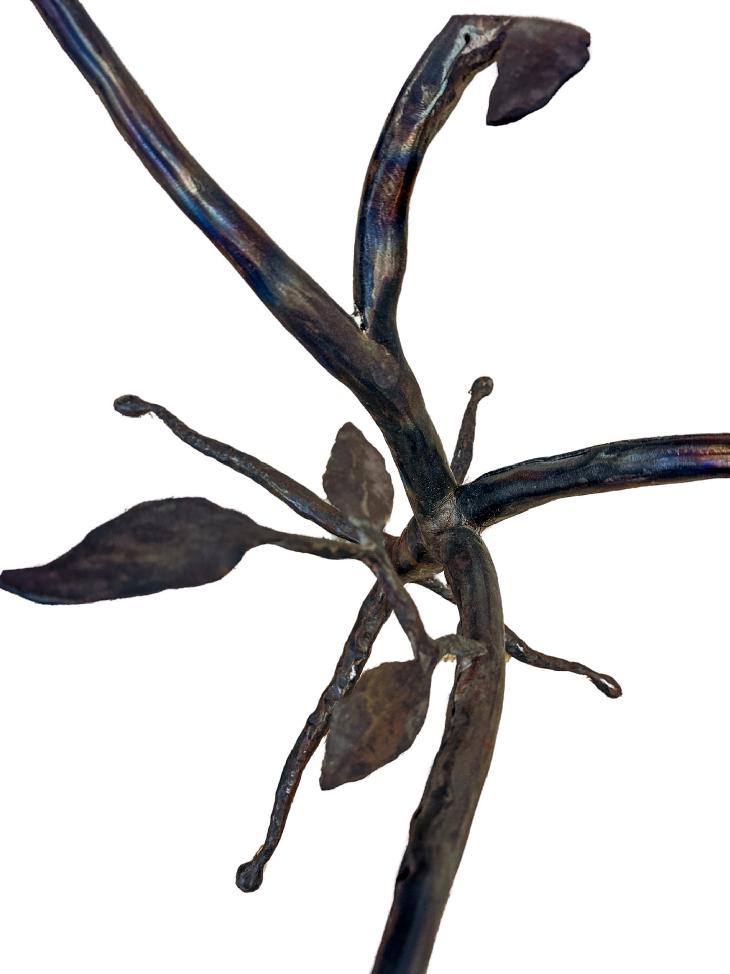 Vintage Diego Giacometti Style Twig & Sparrow Glass Top Accent Table