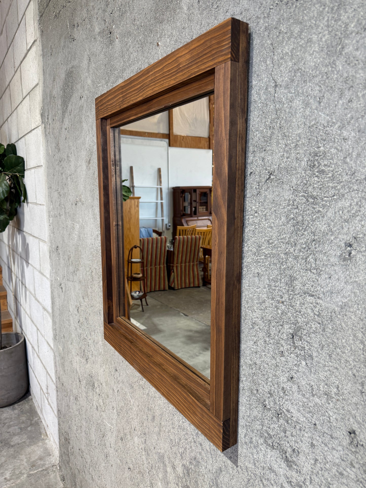 Custom Made Reclaimed Oak Accent Mirror - Excellent Condition (2 Available!)