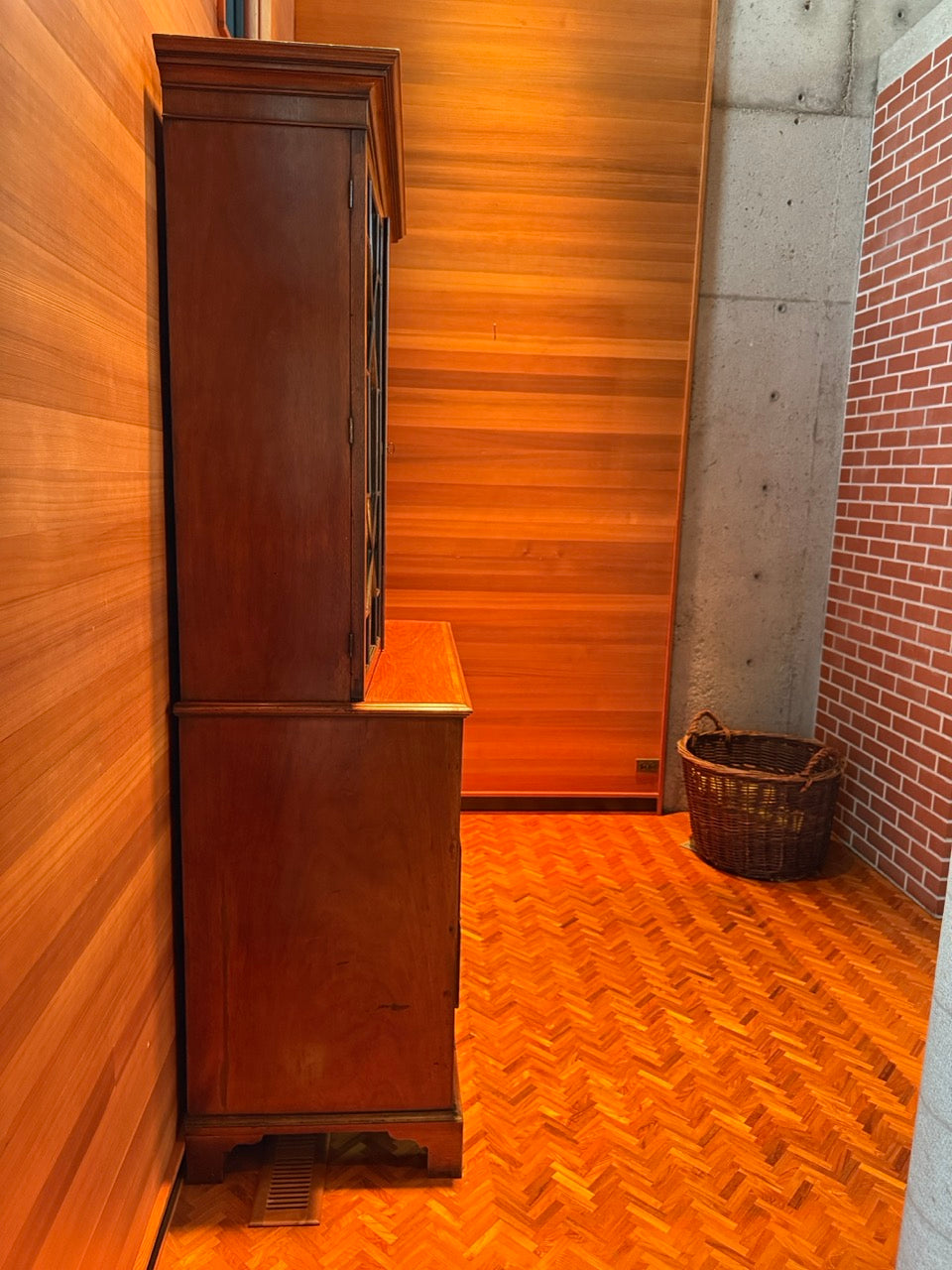 Antique George III Mahogany Secretary Bookcase Bureau with Glazed Doors 91"