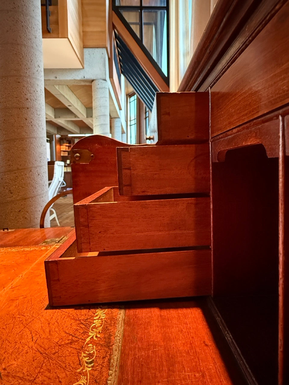 Antique George III Mahogany Secretary Bookcase Bureau with Glazed Doors 91"