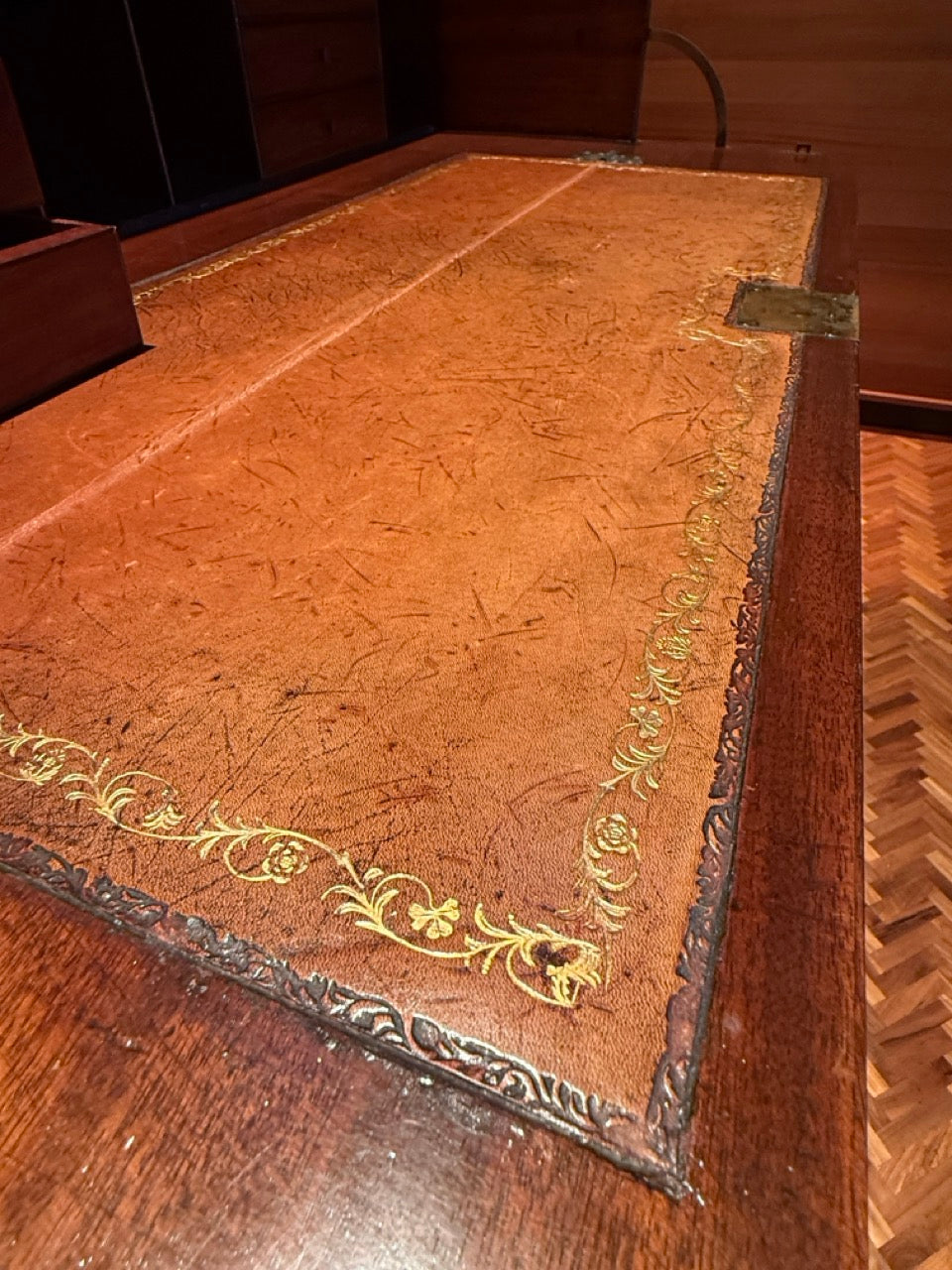 Antique George III Mahogany Secretary Bookcase Bureau with Glazed Doors 91"