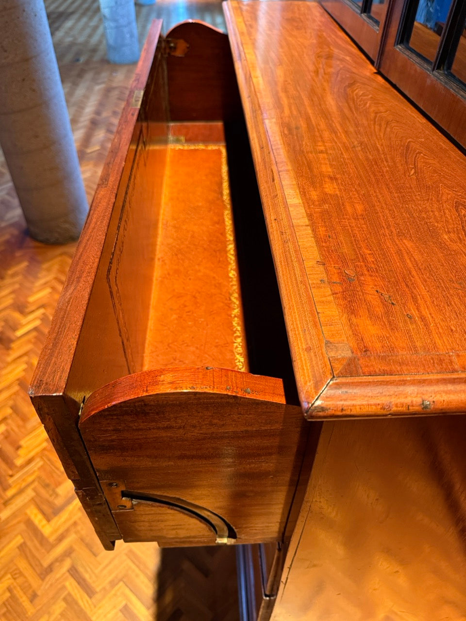 Antique George III Mahogany Secretary Bookcase Bureau with Glazed Doors 91"