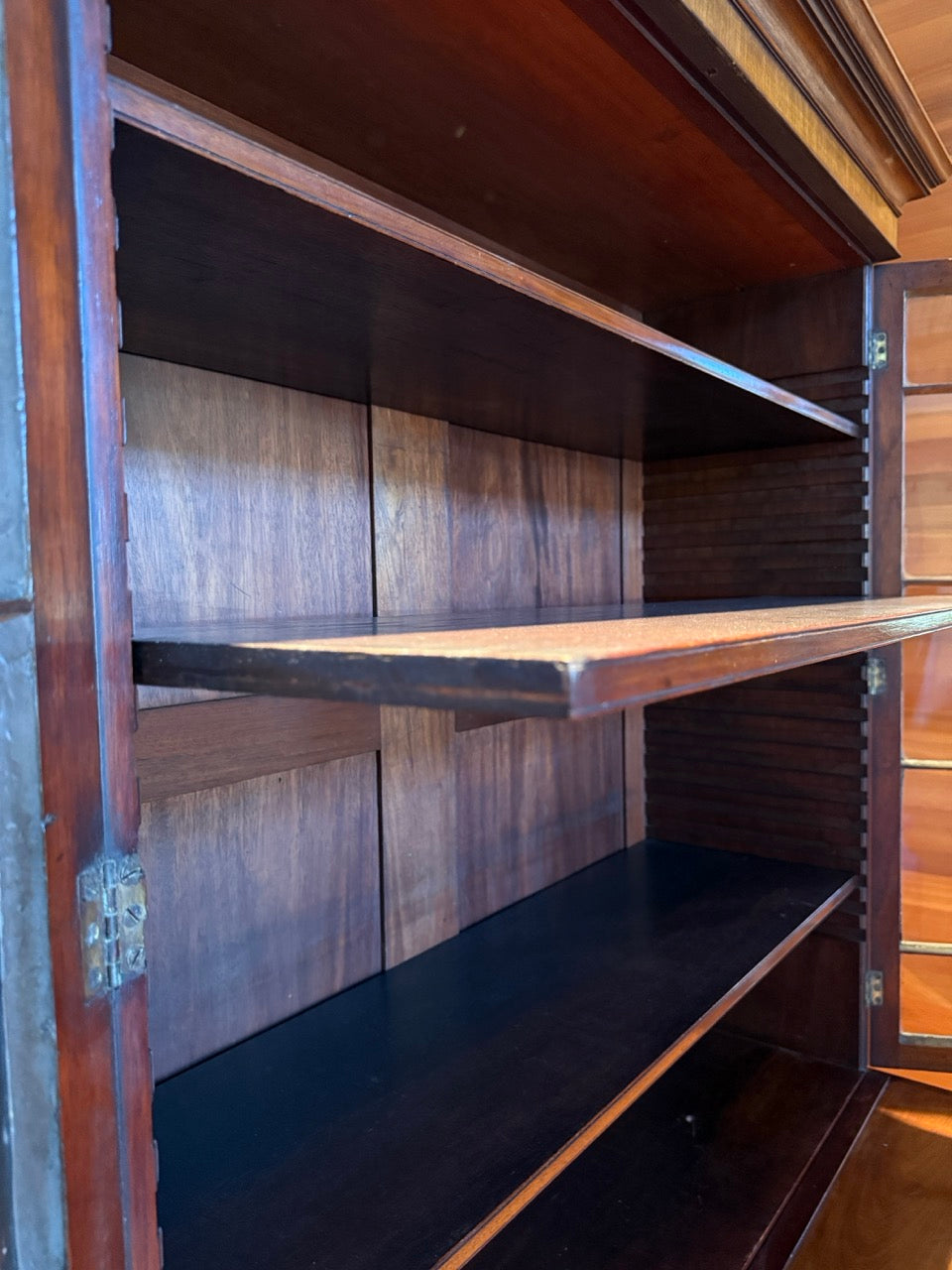 Antique George III Mahogany Secretary Bookcase Bureau with Glazed Doors 91"