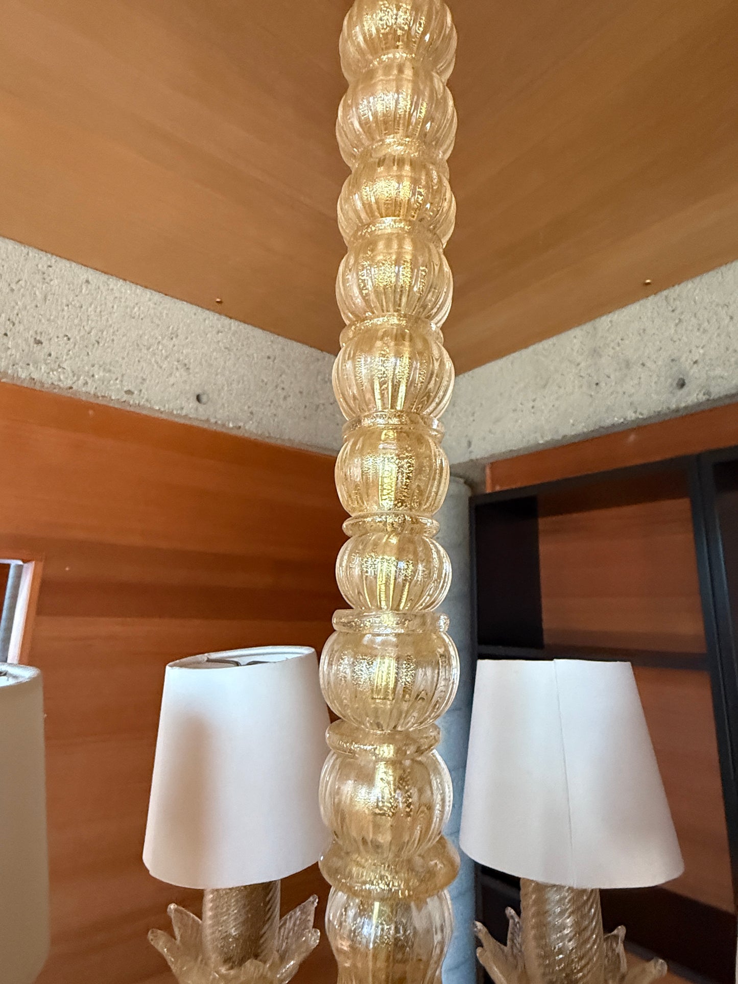 Murano Glass Chandelier Gold Iridescent 6-Light Venetian Pendant Neoclassical