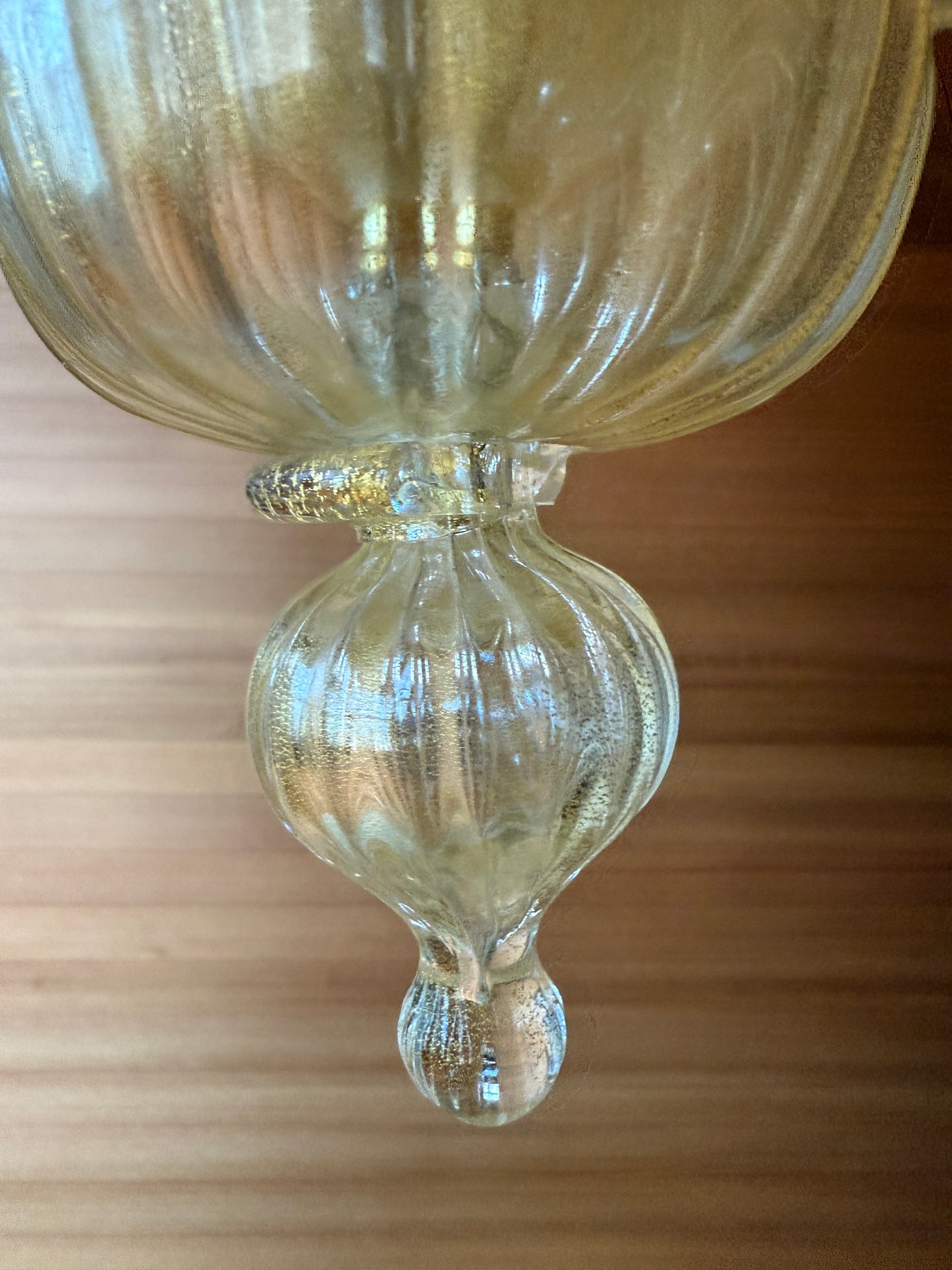 Murano Glass Chandelier Gold Iridescent 6-Light Venetian Pendant Neoclassical