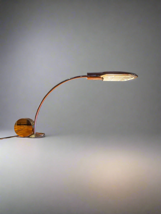 Cedric Hartman Brass & Chrome Desk Lamp, Adjustable Modernist Design, 1970s