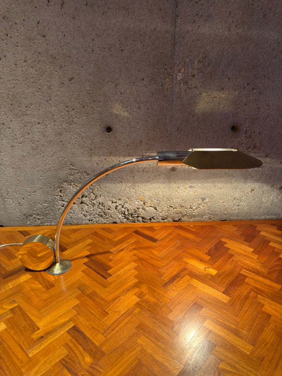 Cedric Hartman Brass & Chrome Desk Lamp, Adjustable Modernist Design, 1970s