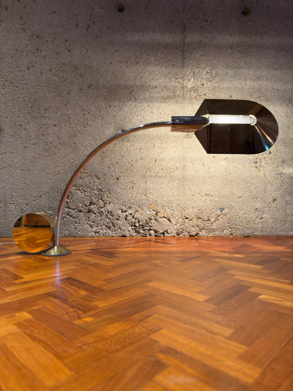 Cedric Hartman Brass & Chrome Desk Lamp, Adjustable Modernist Design, 1970s