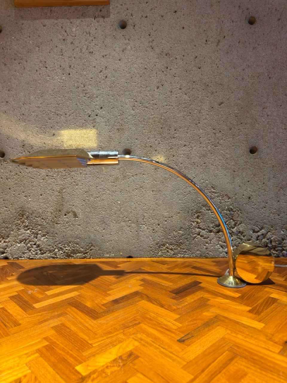 Cedric Hartman Brass & Chrome Desk Lamp, Adjustable Modernist Design, 1970s