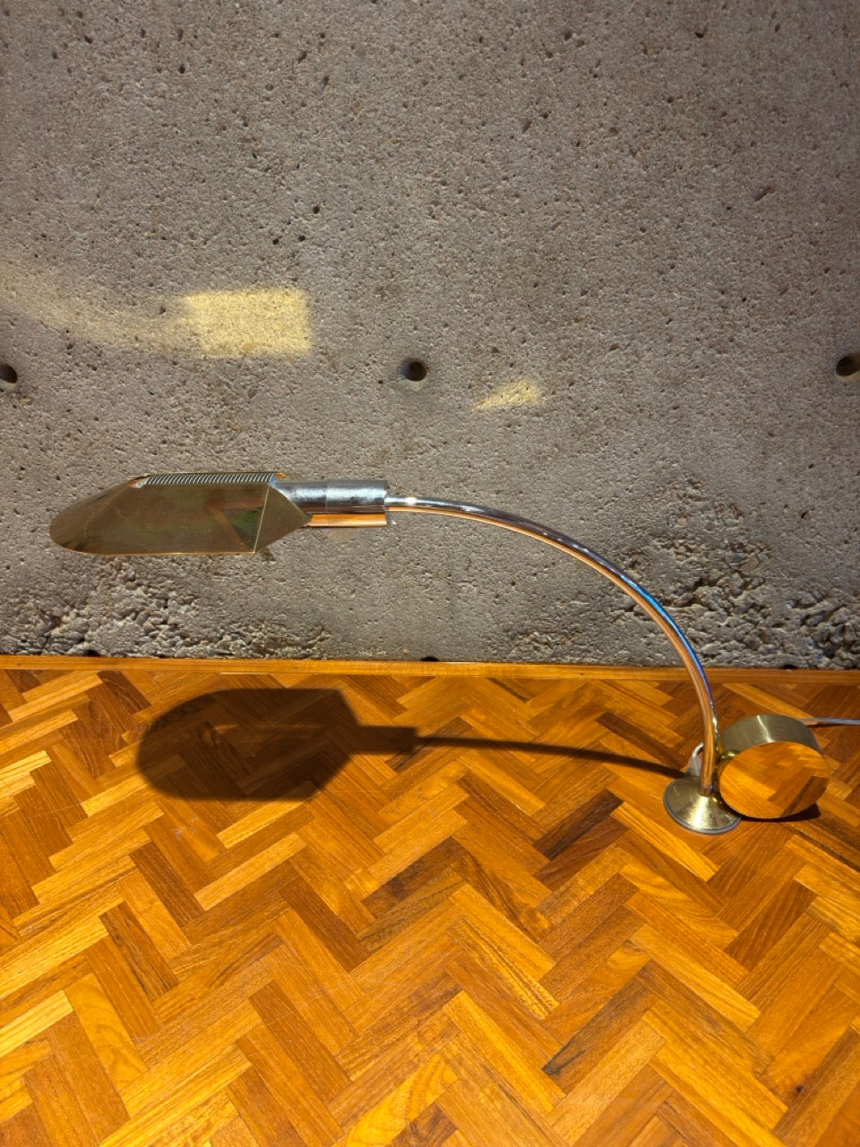Cedric Hartman Brass & Chrome Desk Lamp, Adjustable Modernist Design, 1970s