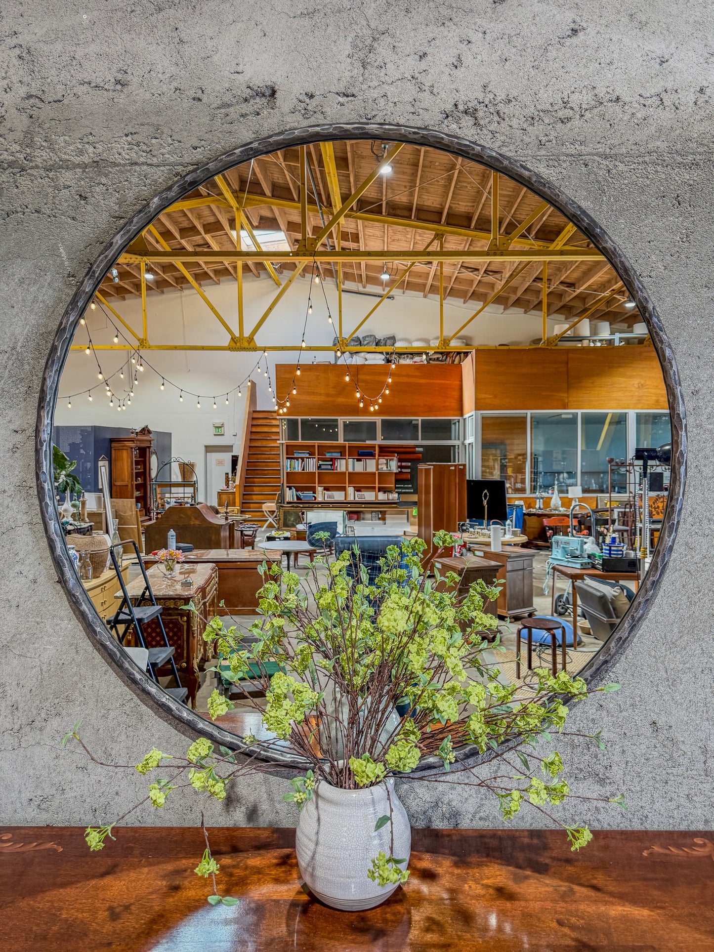 Large Round Hammered Iron Ring Mirror by Design Mix Studio