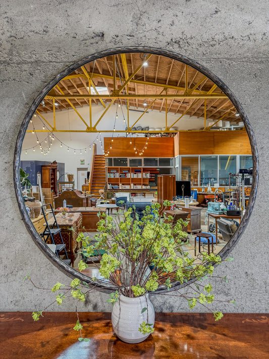 Large Round Hammered Iron Ring Mirror by Design Mix Studio