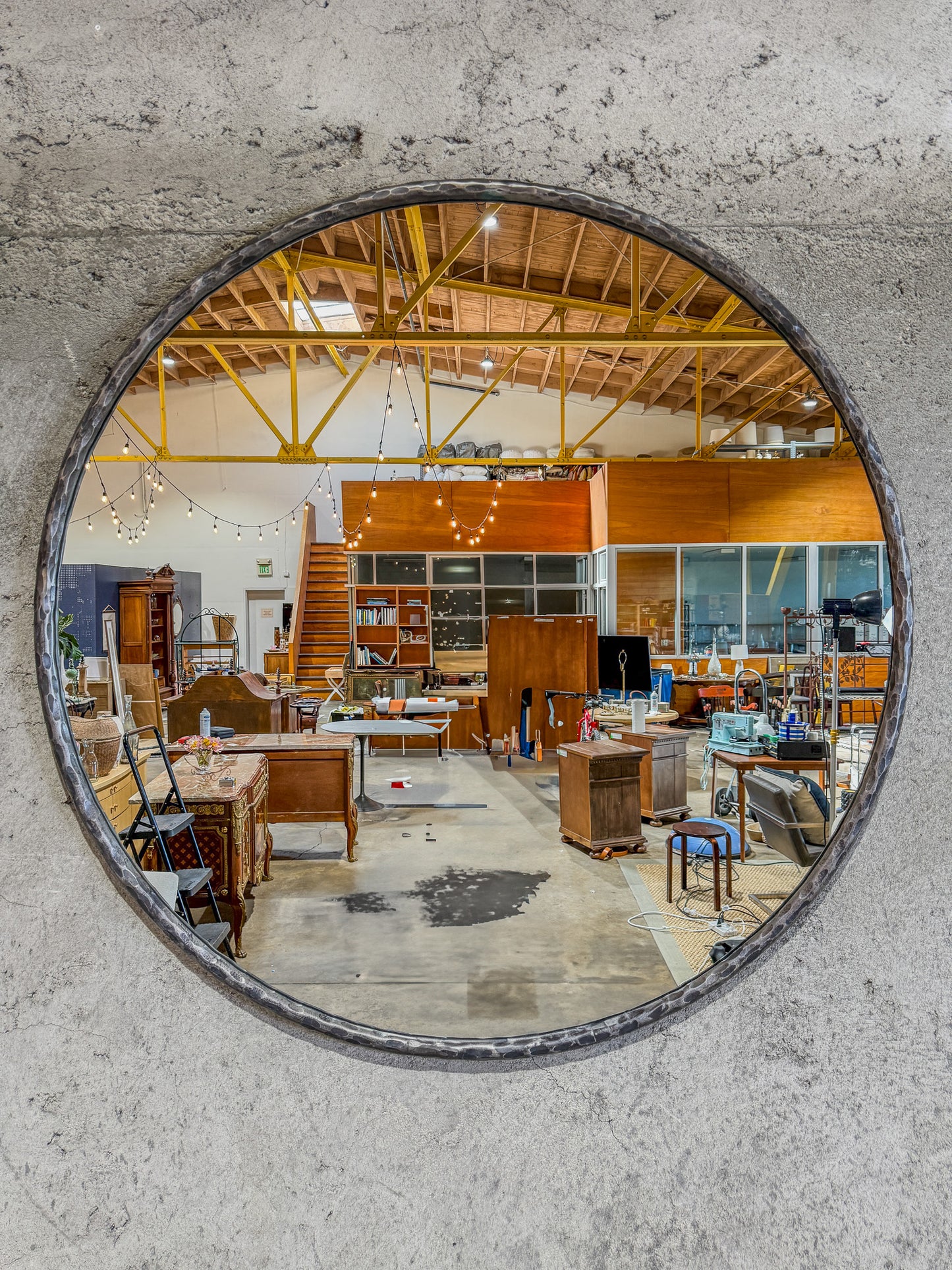 Large Round Hammered Iron Ring Mirror by Design Mix Studio