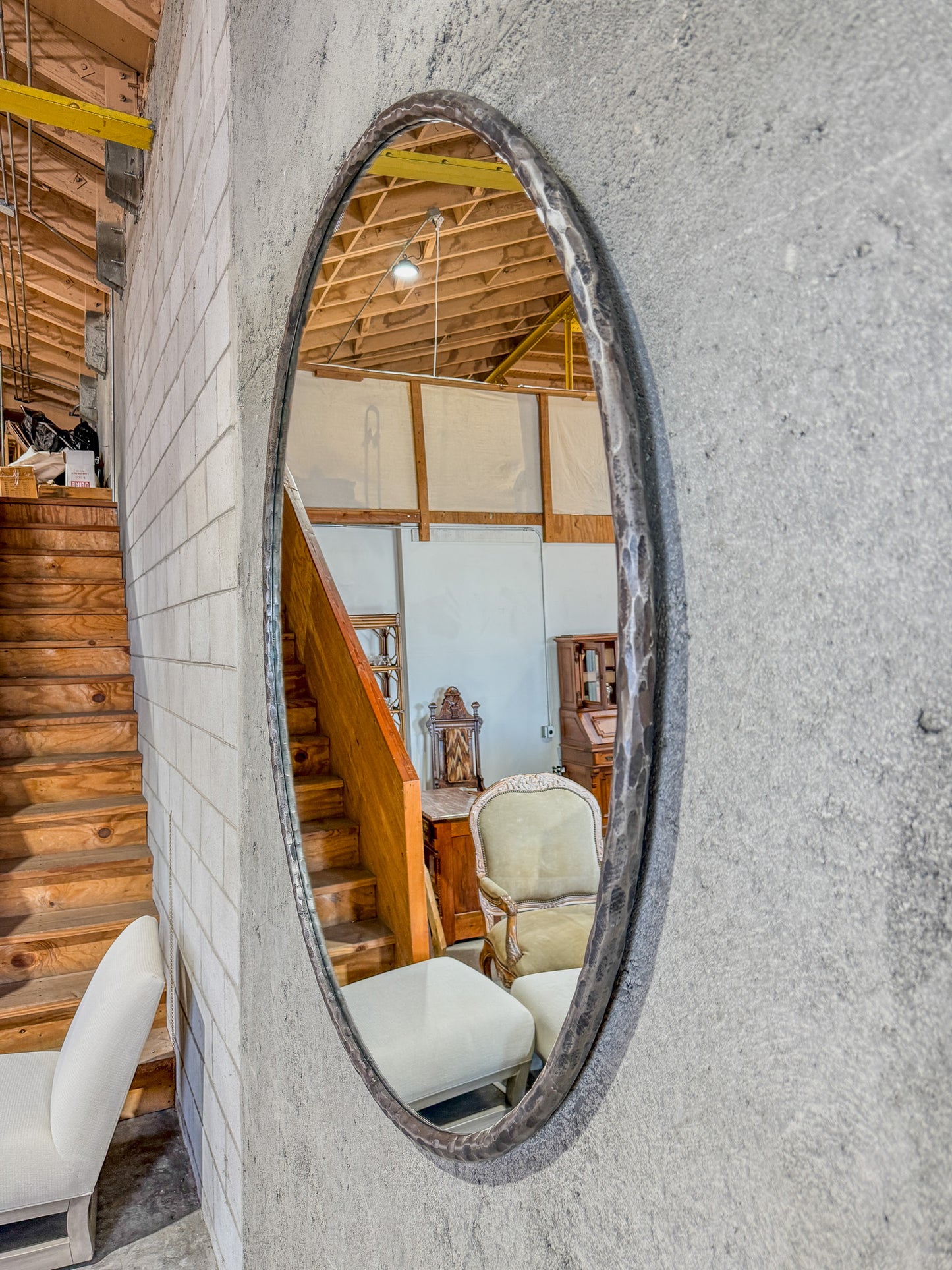 Large Round Hammered Iron Ring Mirror by Design Mix Studio