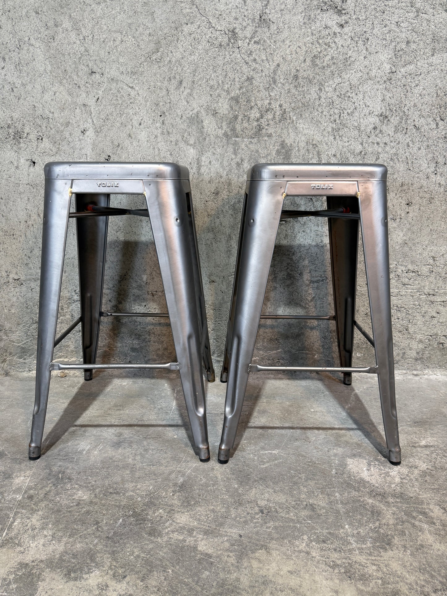 Pair of Tolix - Authentic Made In France - Marais Stools 27.5"